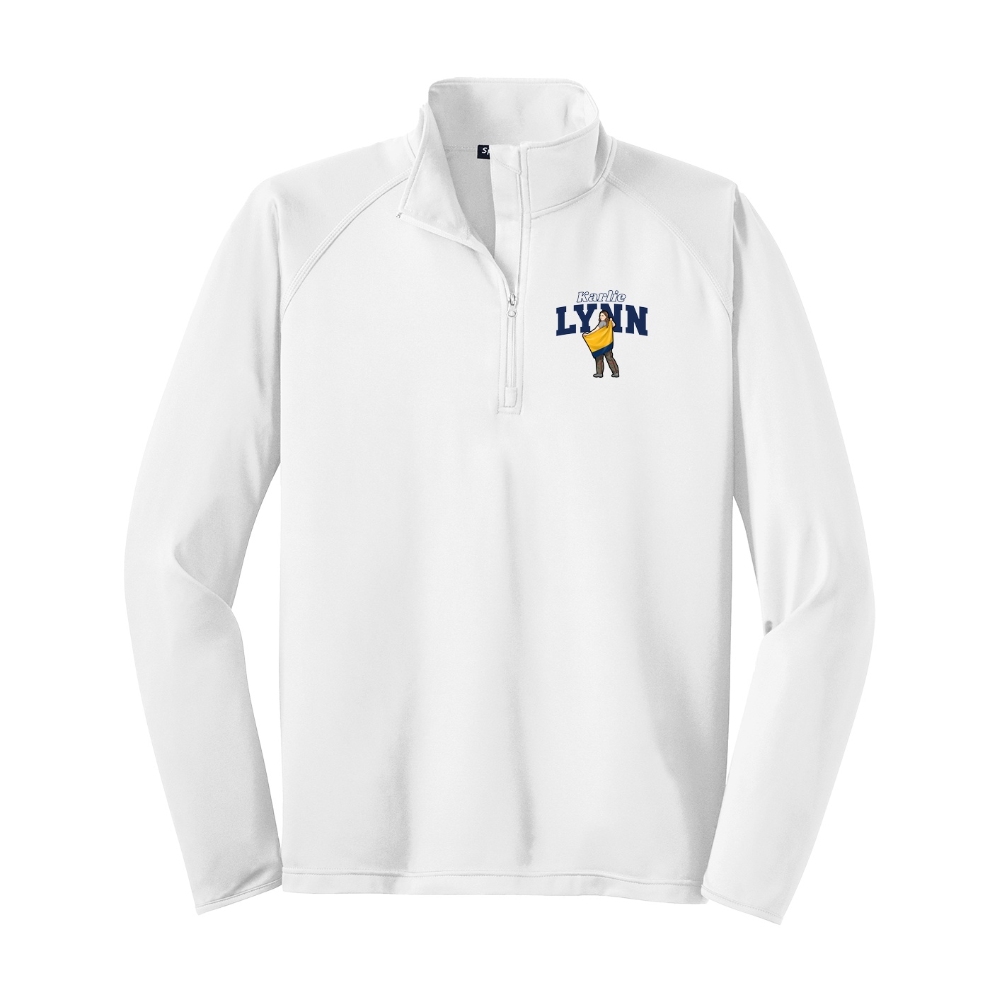 Q-Zip Pullover — Name Arch in White