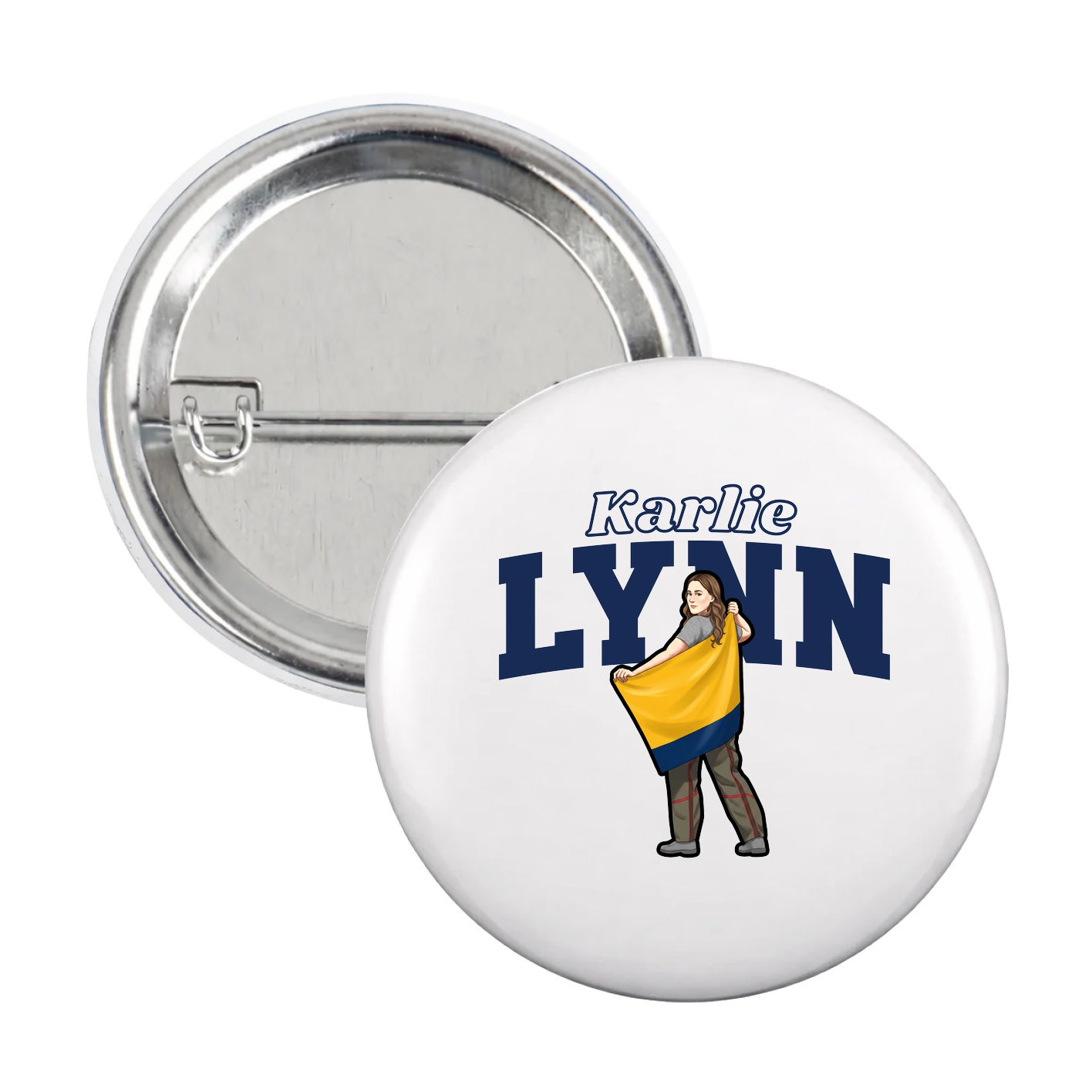 Game Day Button — Name Arch in White