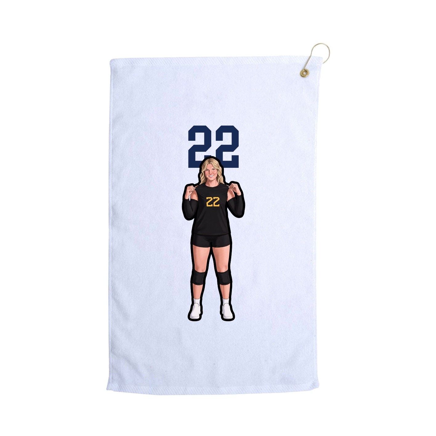Golf Towel — Number Top in White