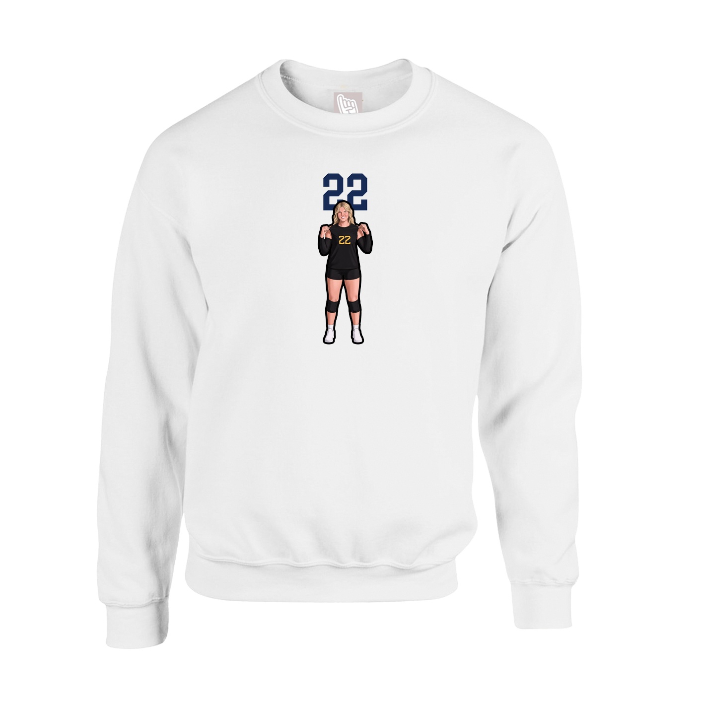 Fleece Crew — Number Top in White