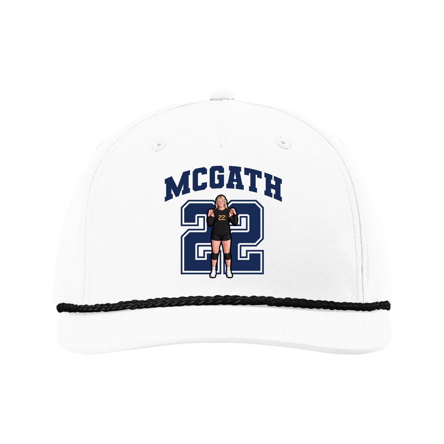 Five-Panel Classic Rope Cap — Number in White
