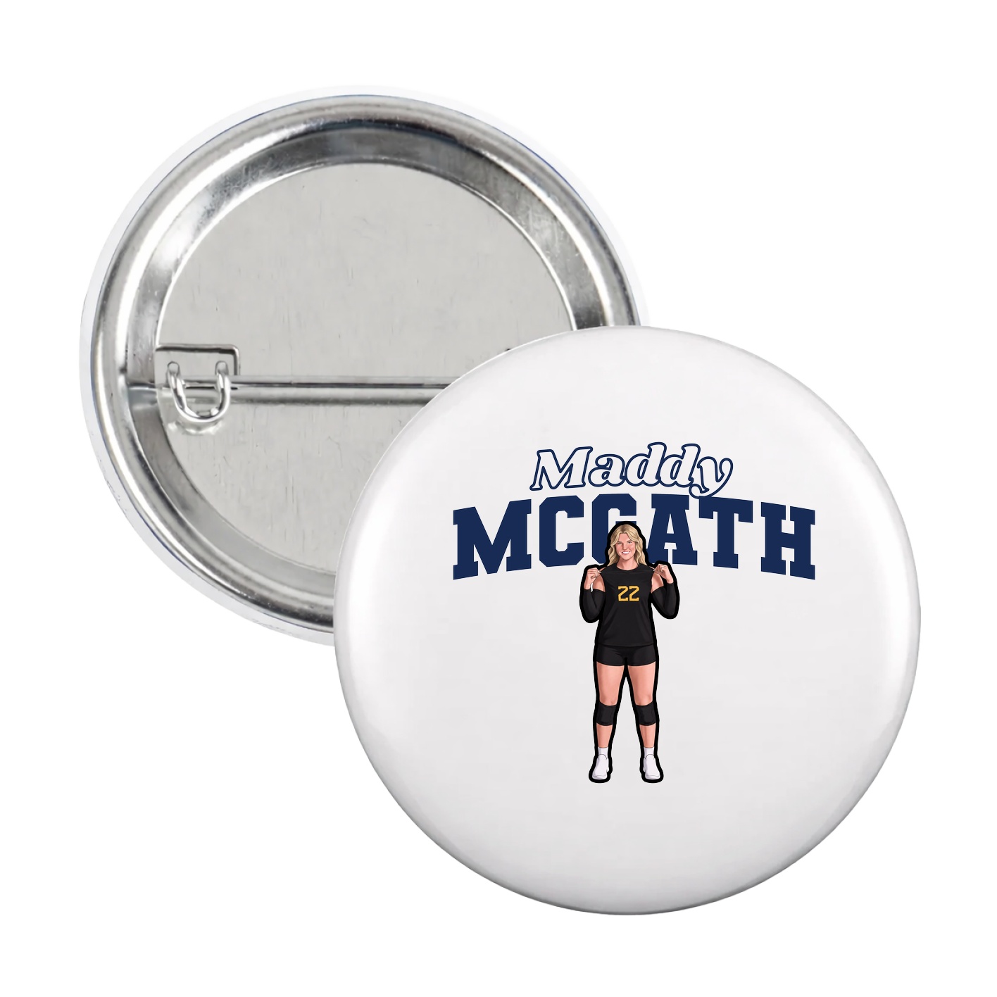 Game Day Button — Name Arch in White