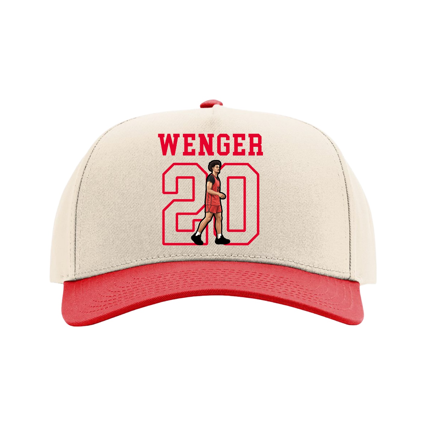 Full Fabric Five-Panel Champ Cap — Shirsey in Cream/Red