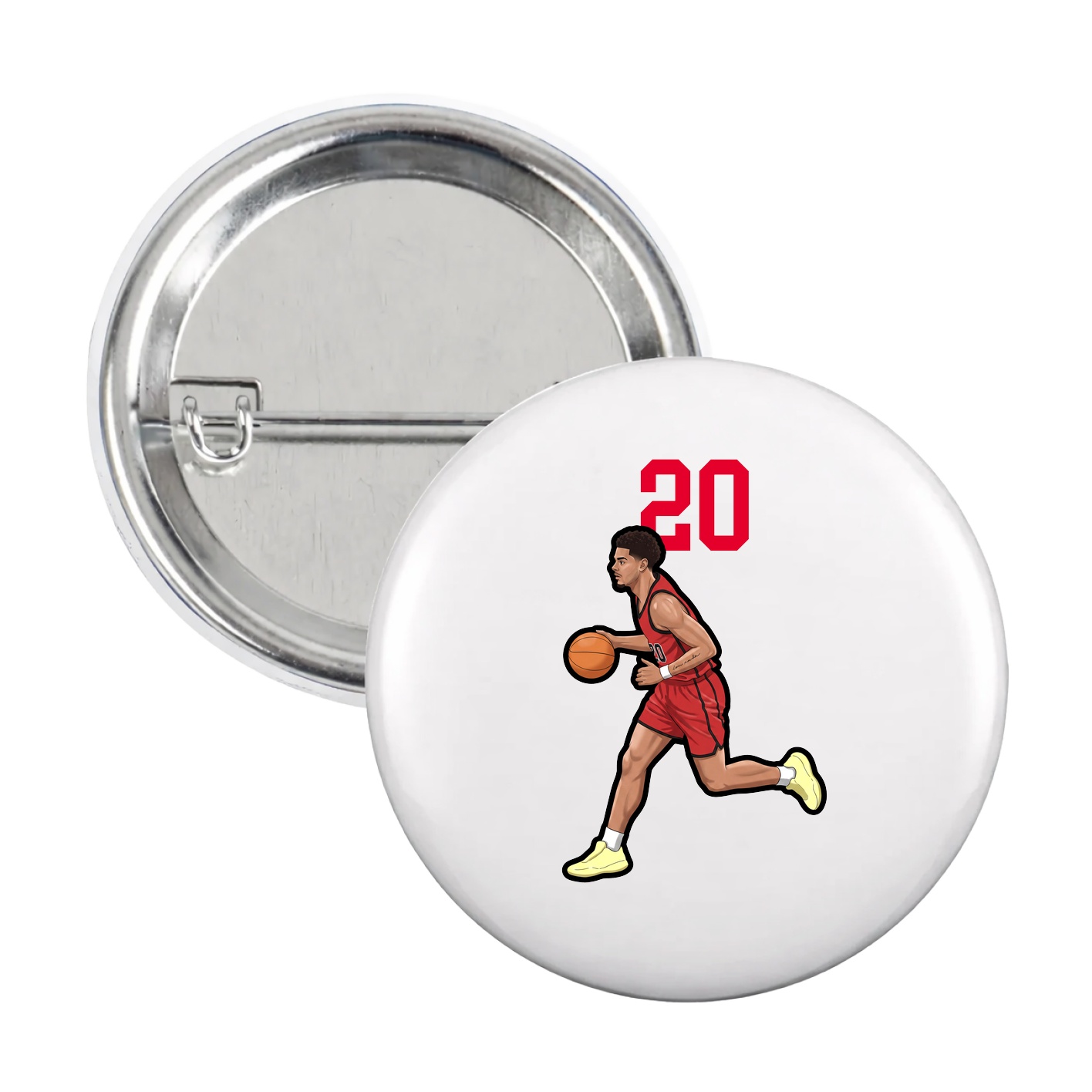 Game Day Button — Number Top in White