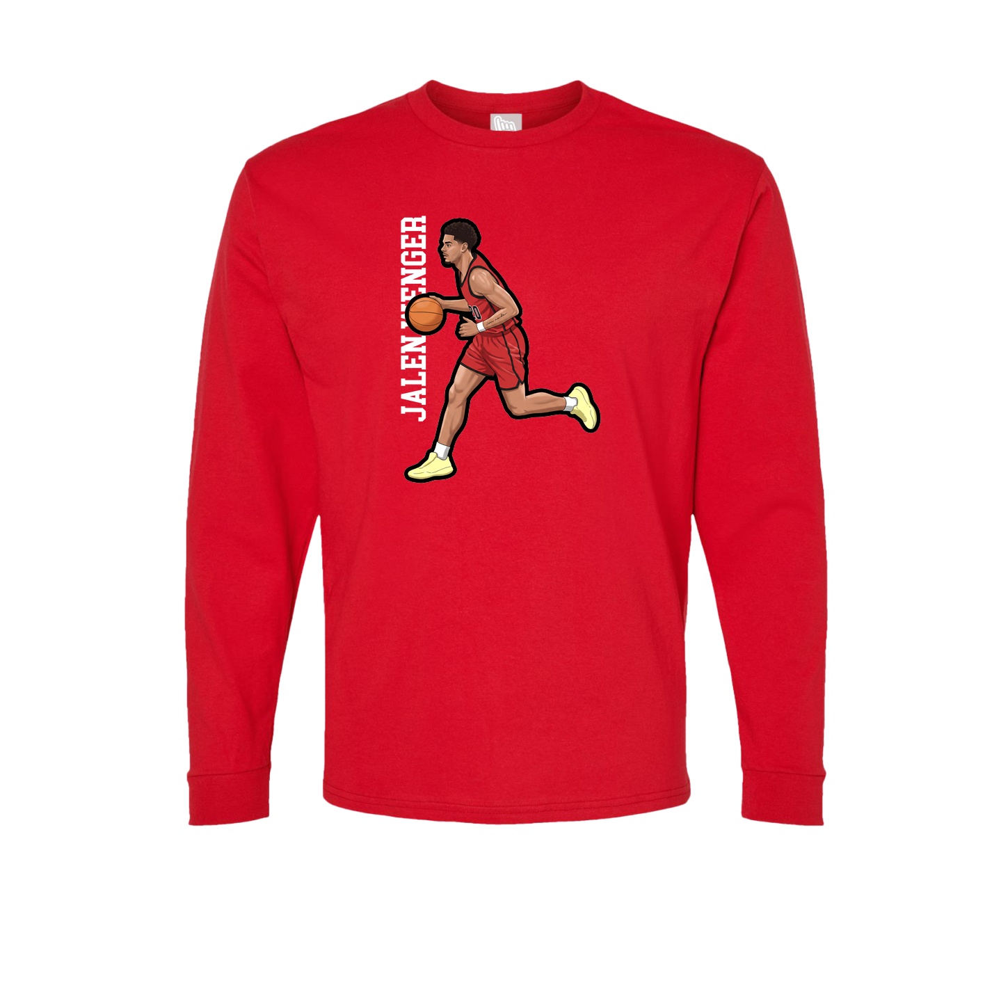 Long Sleeve Tee — Name Vertical in Red