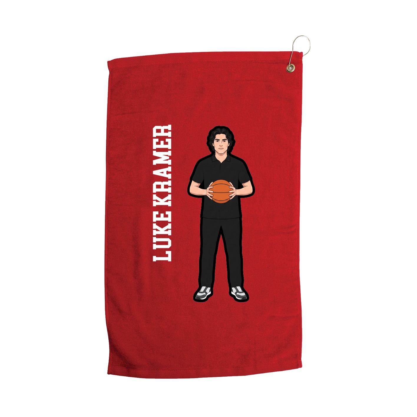 Golf Towel — Name Vertical in Red