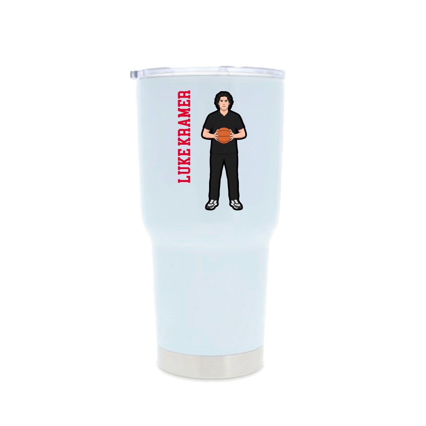 30oz Stainless Steel Tumbler — Name Vertical in White