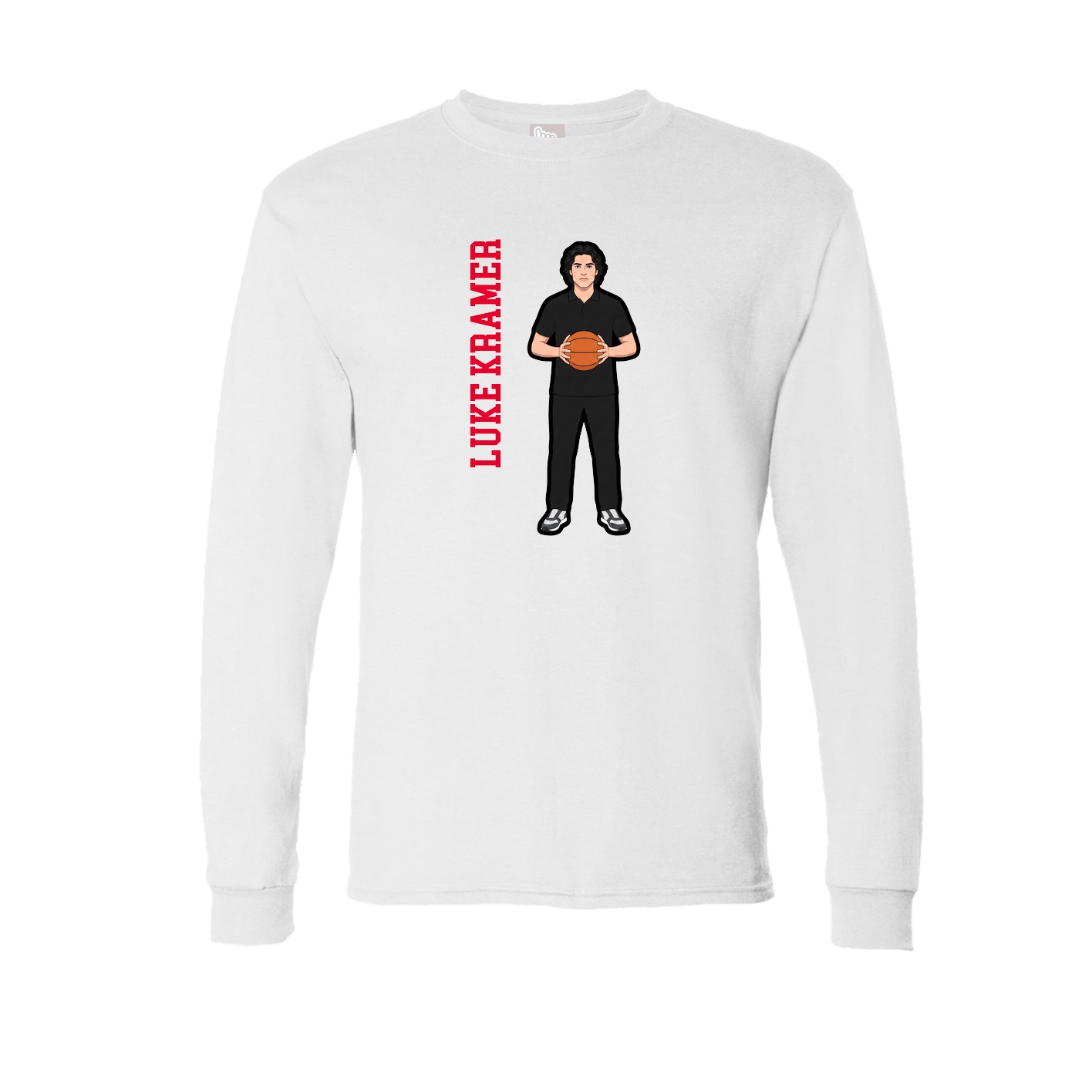 Long Sleeve Tee — Name Vertical in White