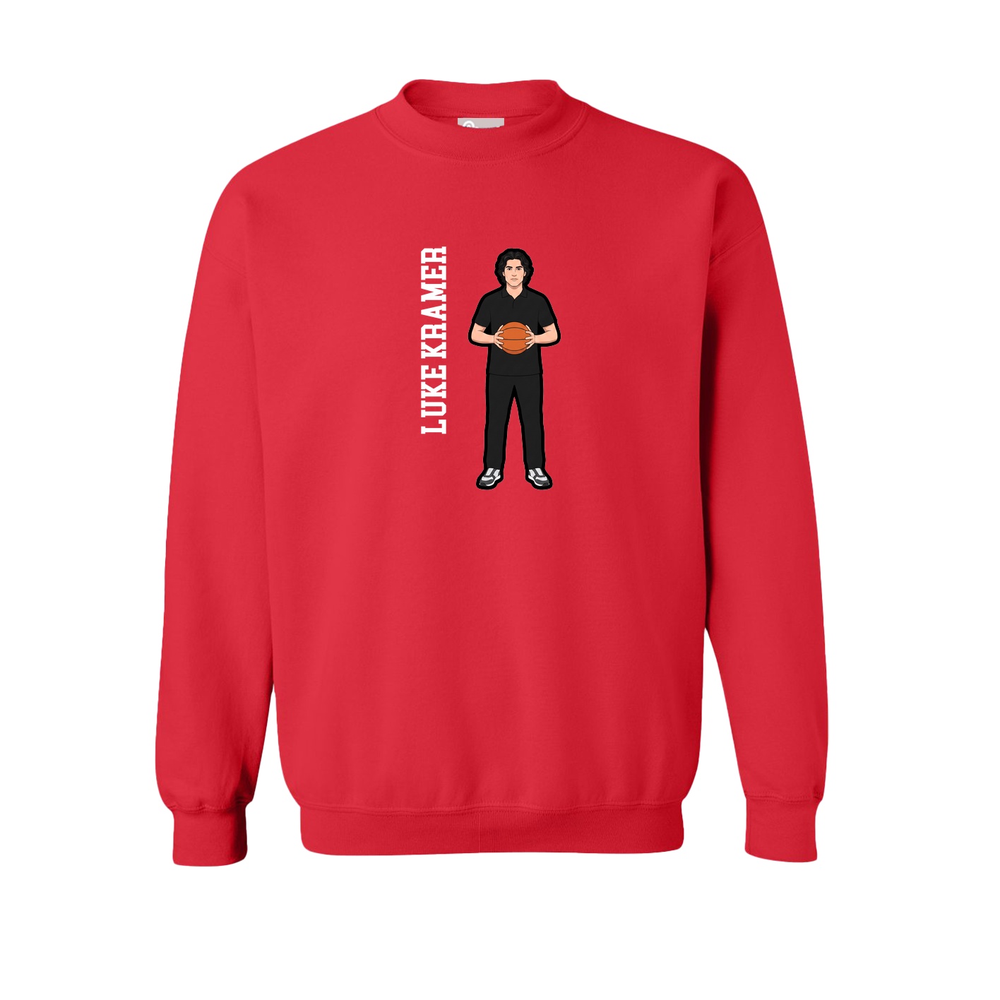 Fleece Crew — Name Vertical in Red