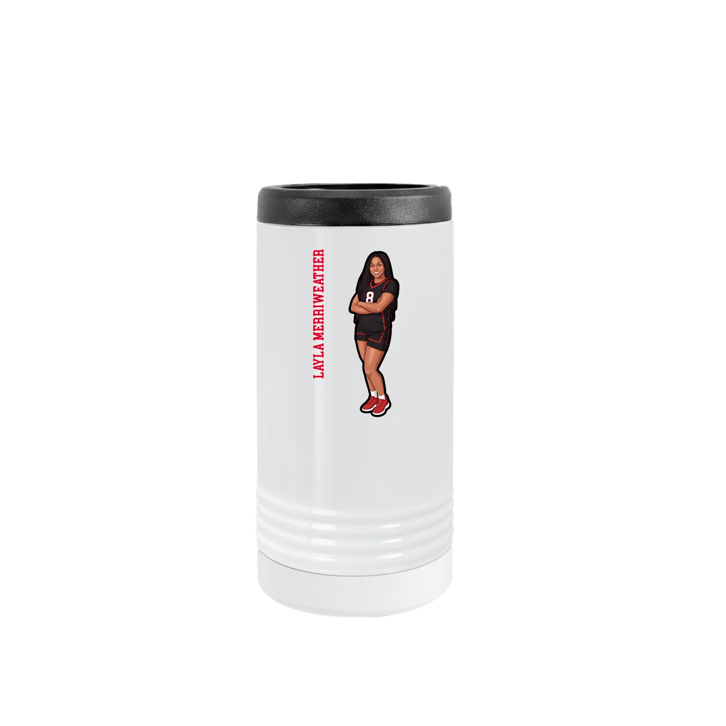 Slim Beverage Holder — Name Vertical in White