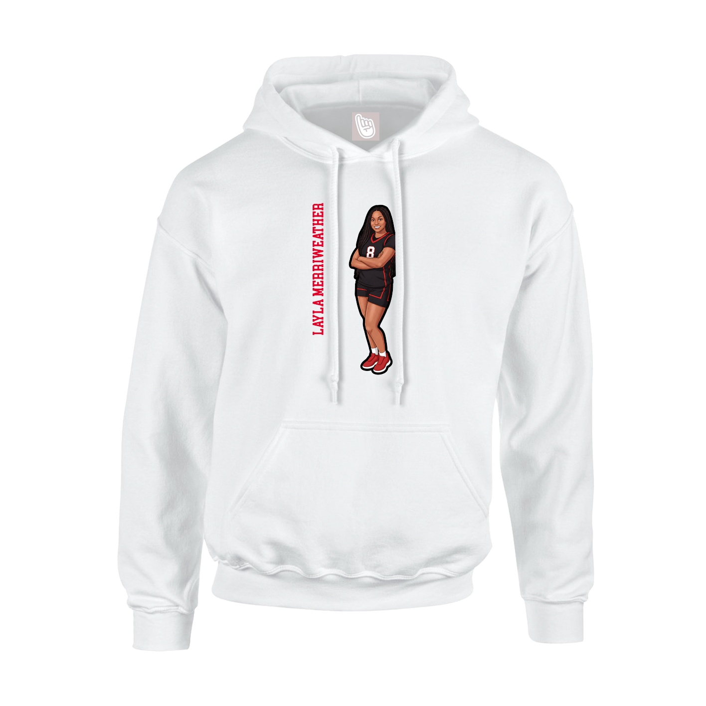 Hoodie — Name Vertical in White