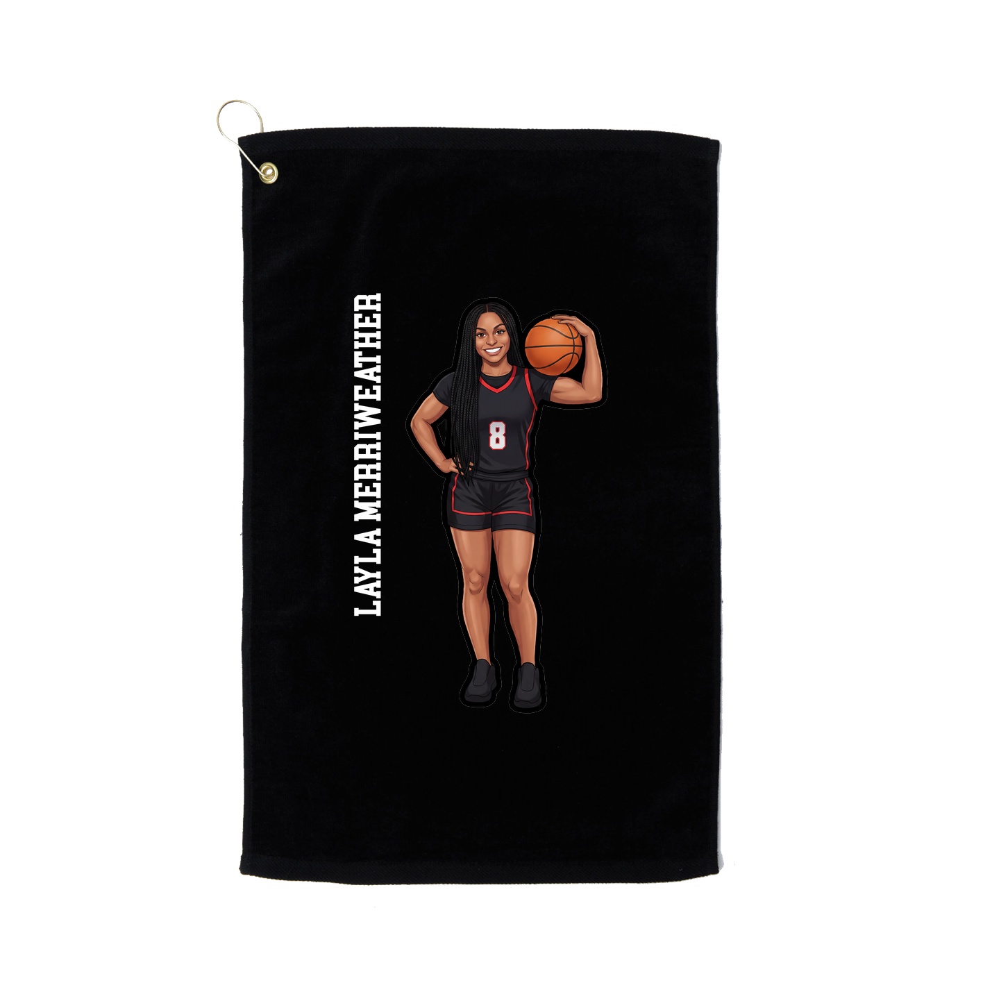 Golf Towel — Name Vertical in Black