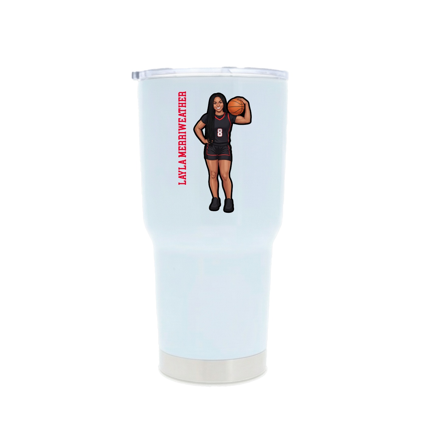 30oz Stainless Steel Tumbler — Name Vertical in White