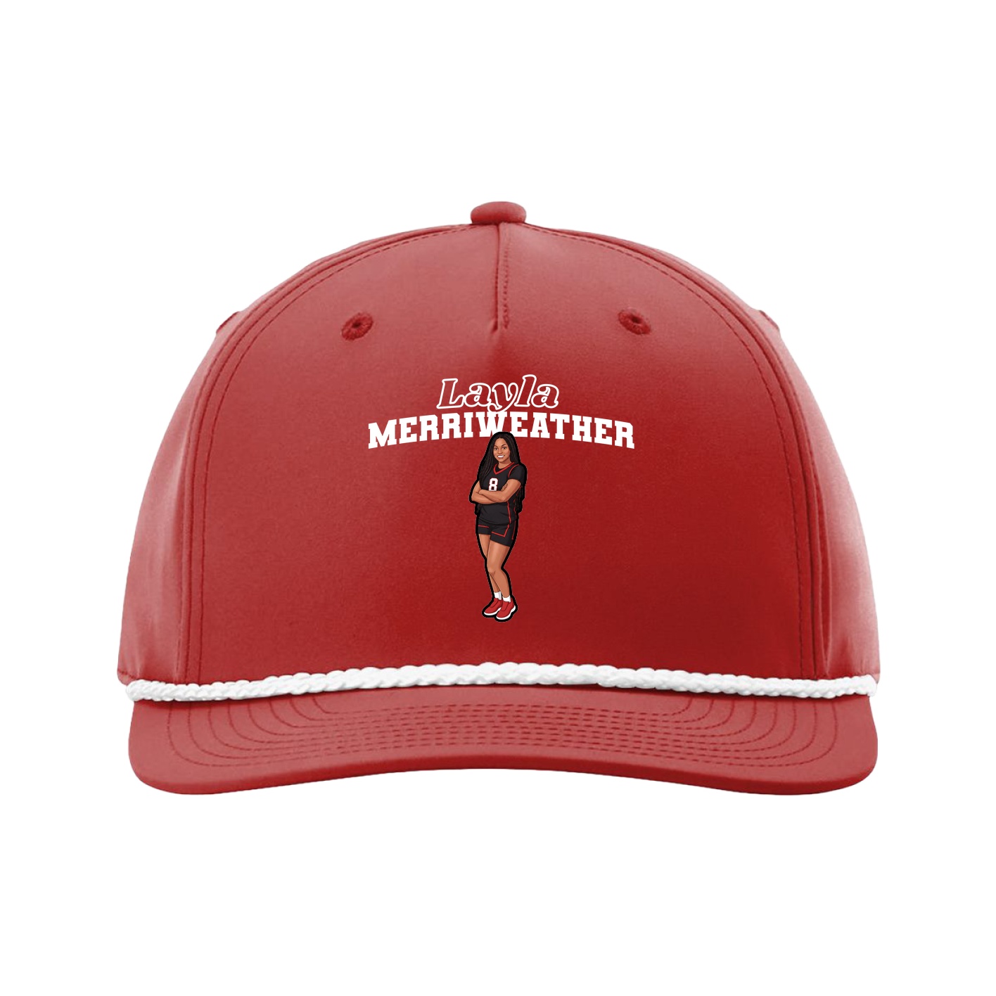 Five-Panel Classic Rope Cap — Name Arch in Red