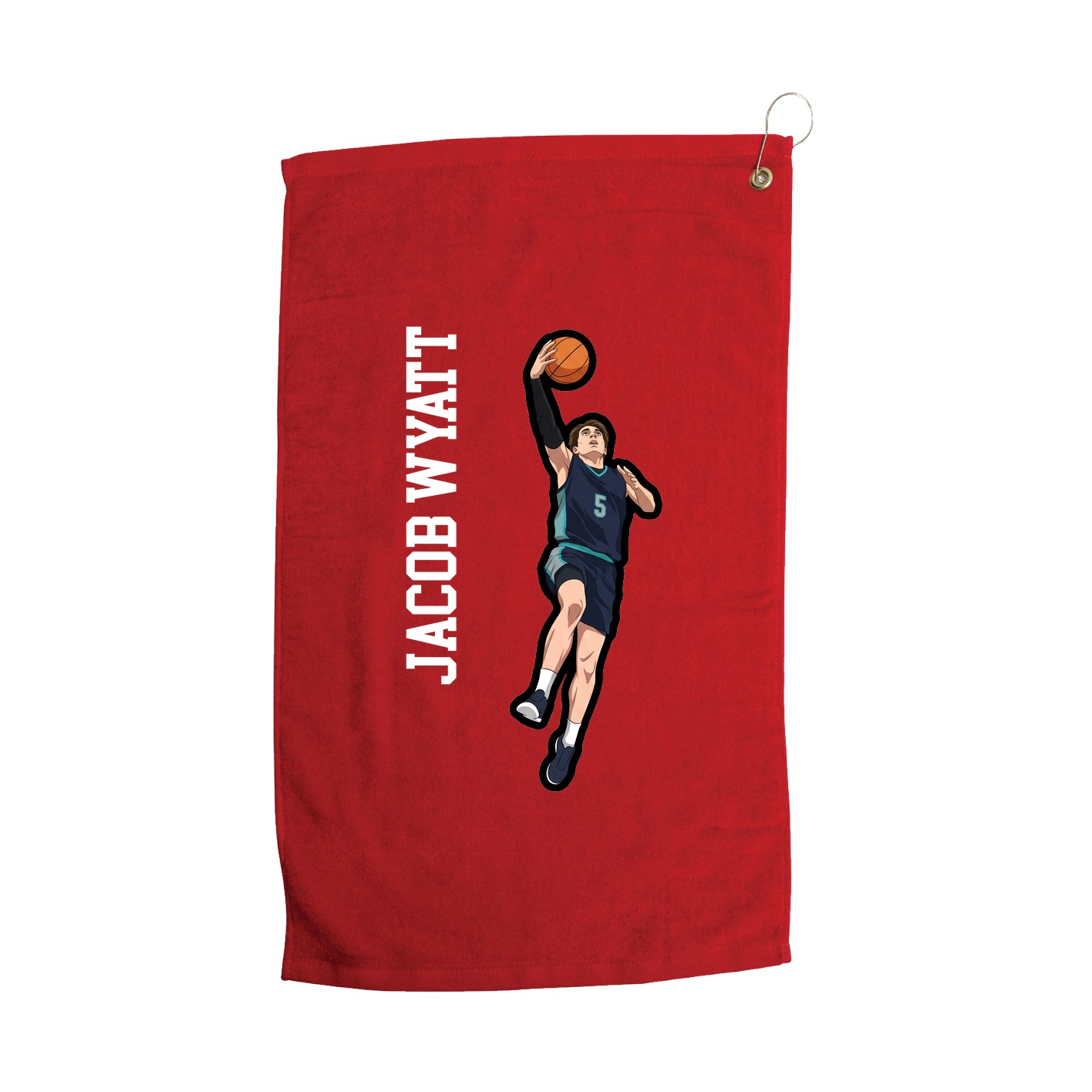 Golf Towel — Name Vertical in Red