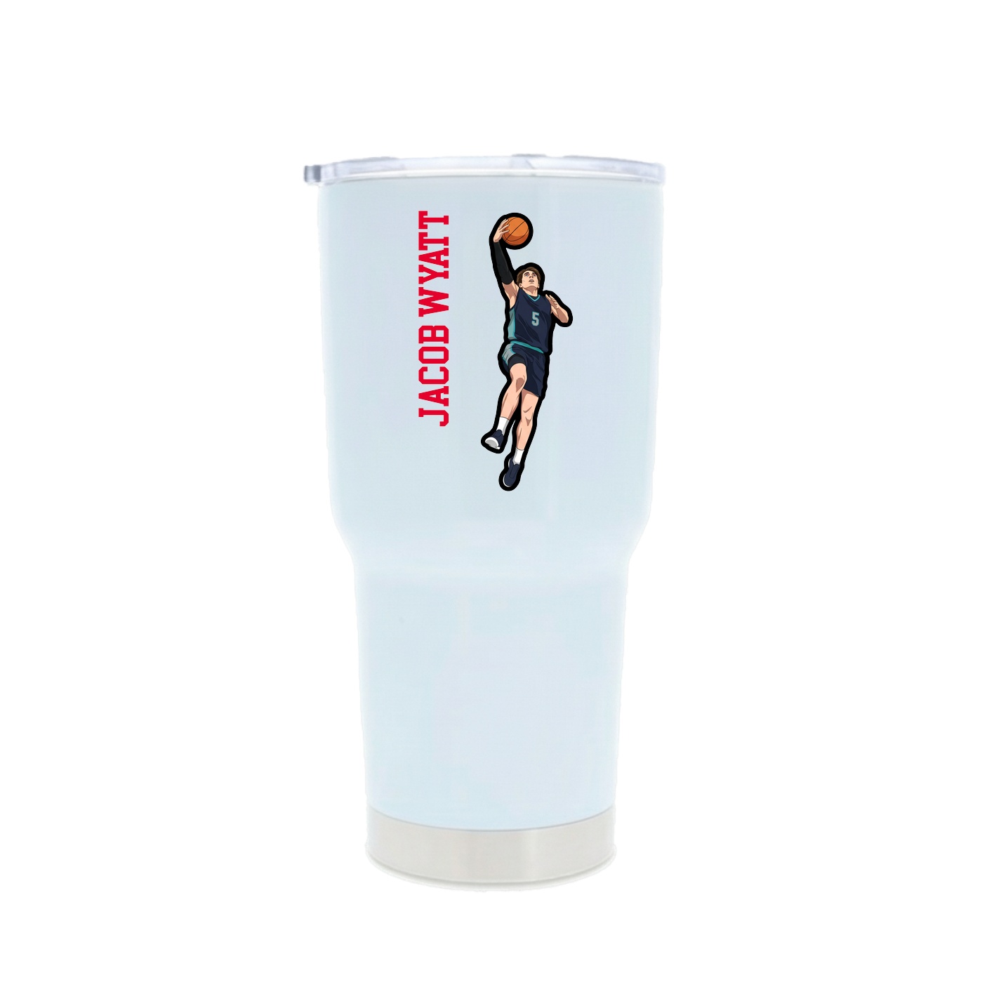 30oz Stainless Steel Tumbler — Name Vertical in White