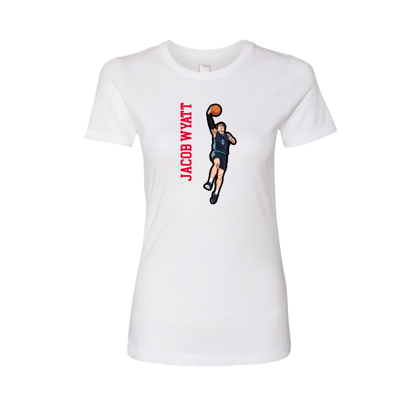 Womens Tee — Name Vertical in White