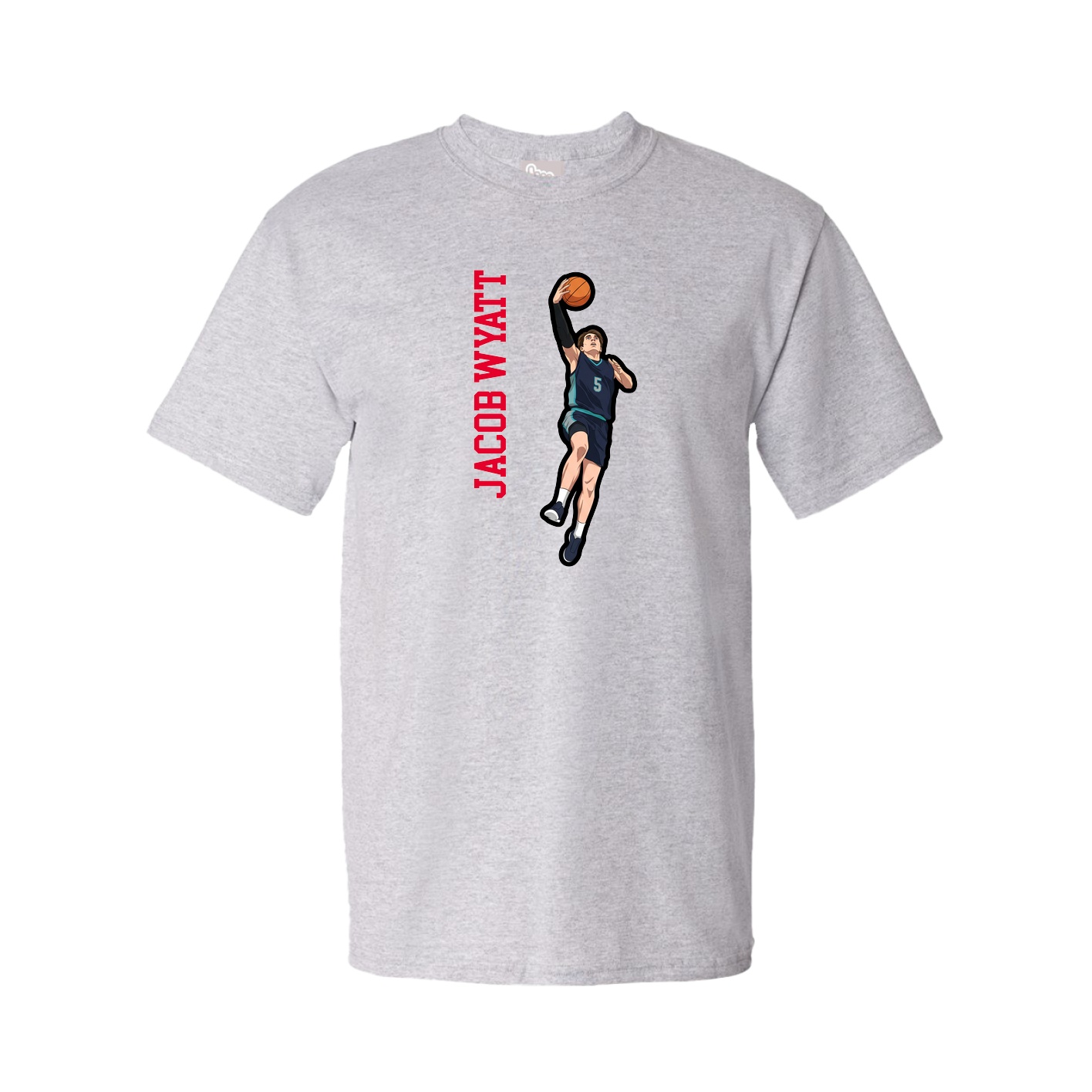 Youth Tee — Name Vertical in Grey