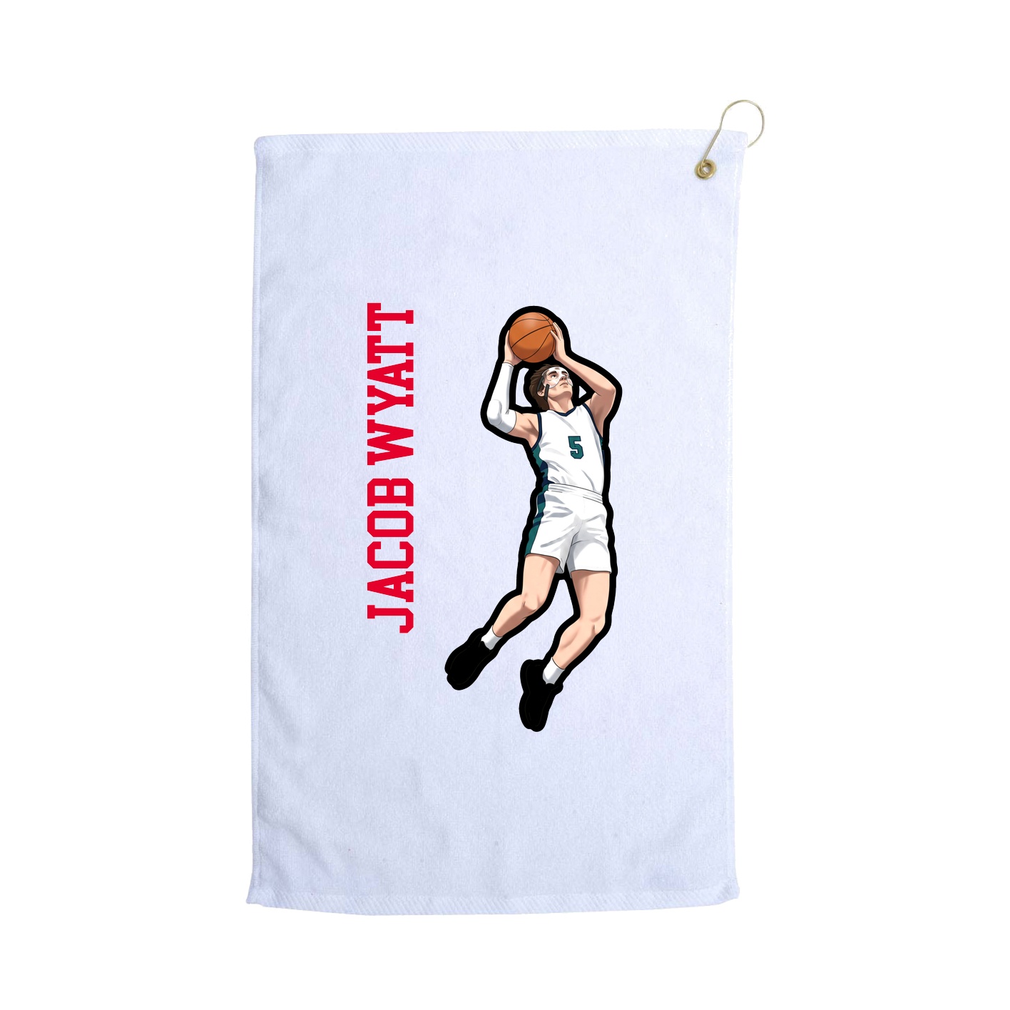 Golf Towel — Name Vertical in White
