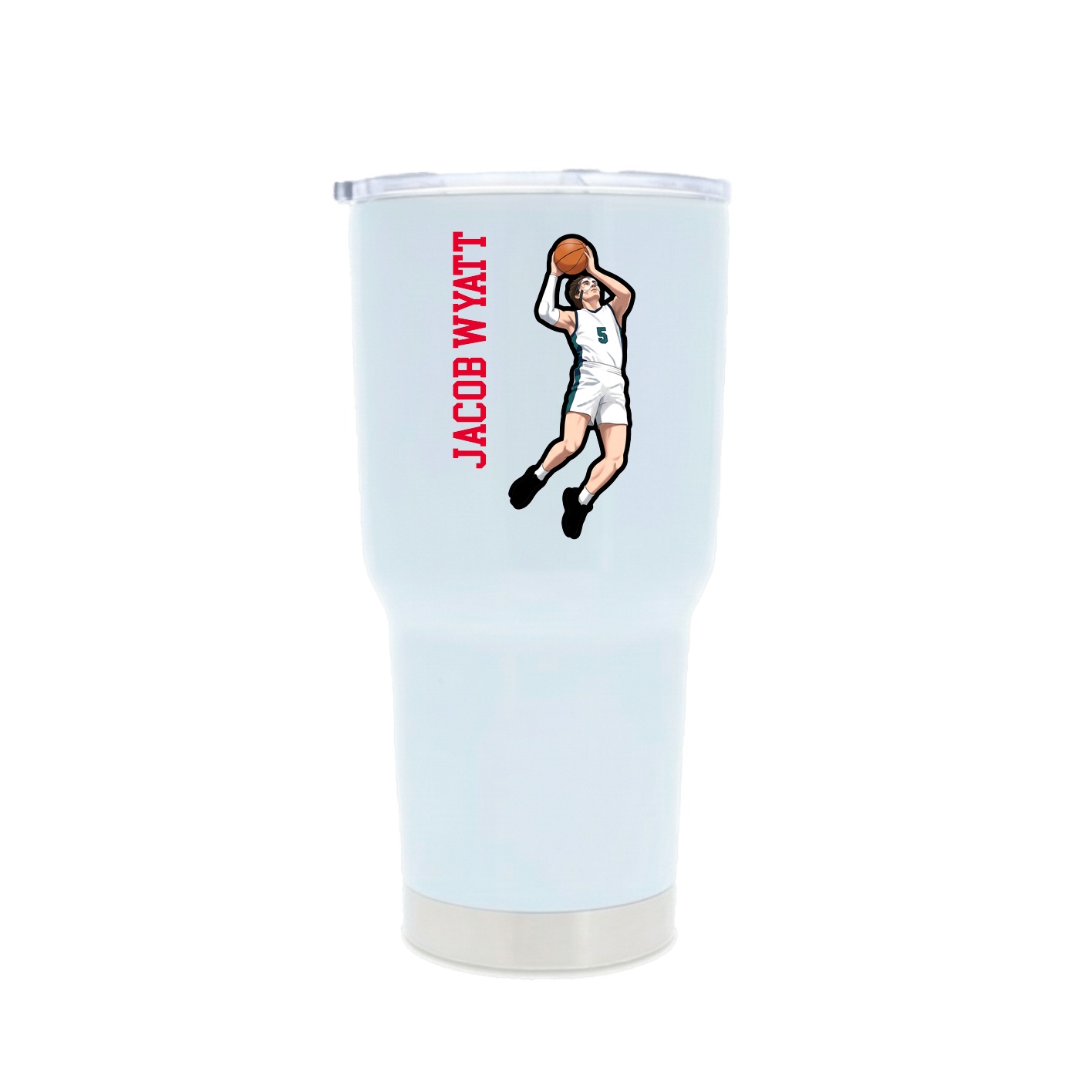 30oz Stainless Steel Tumbler — Name Vertical in White