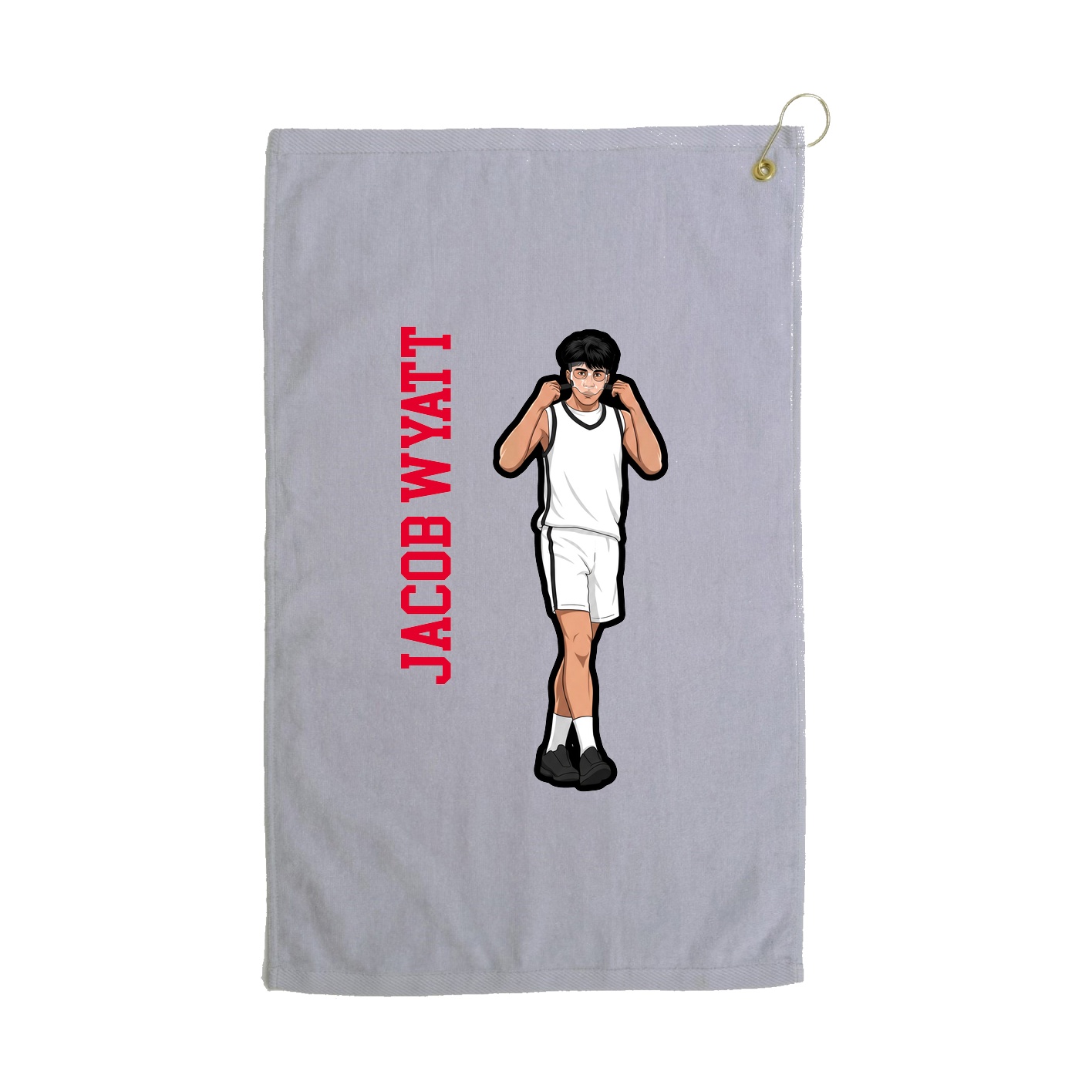 Golf Towel — Name Vertical in Grey