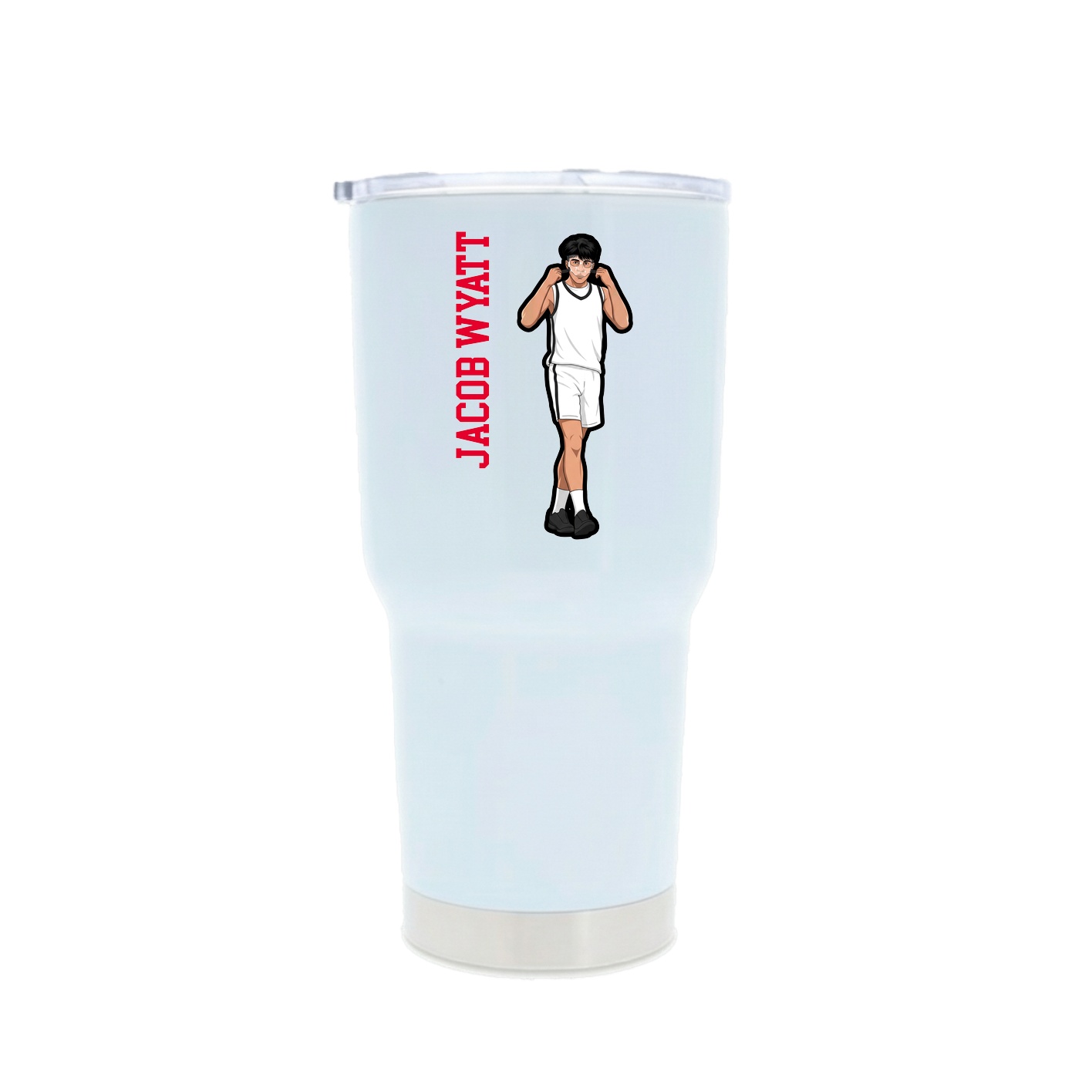 30oz Stainless Steel Tumbler — Name Vertical in White