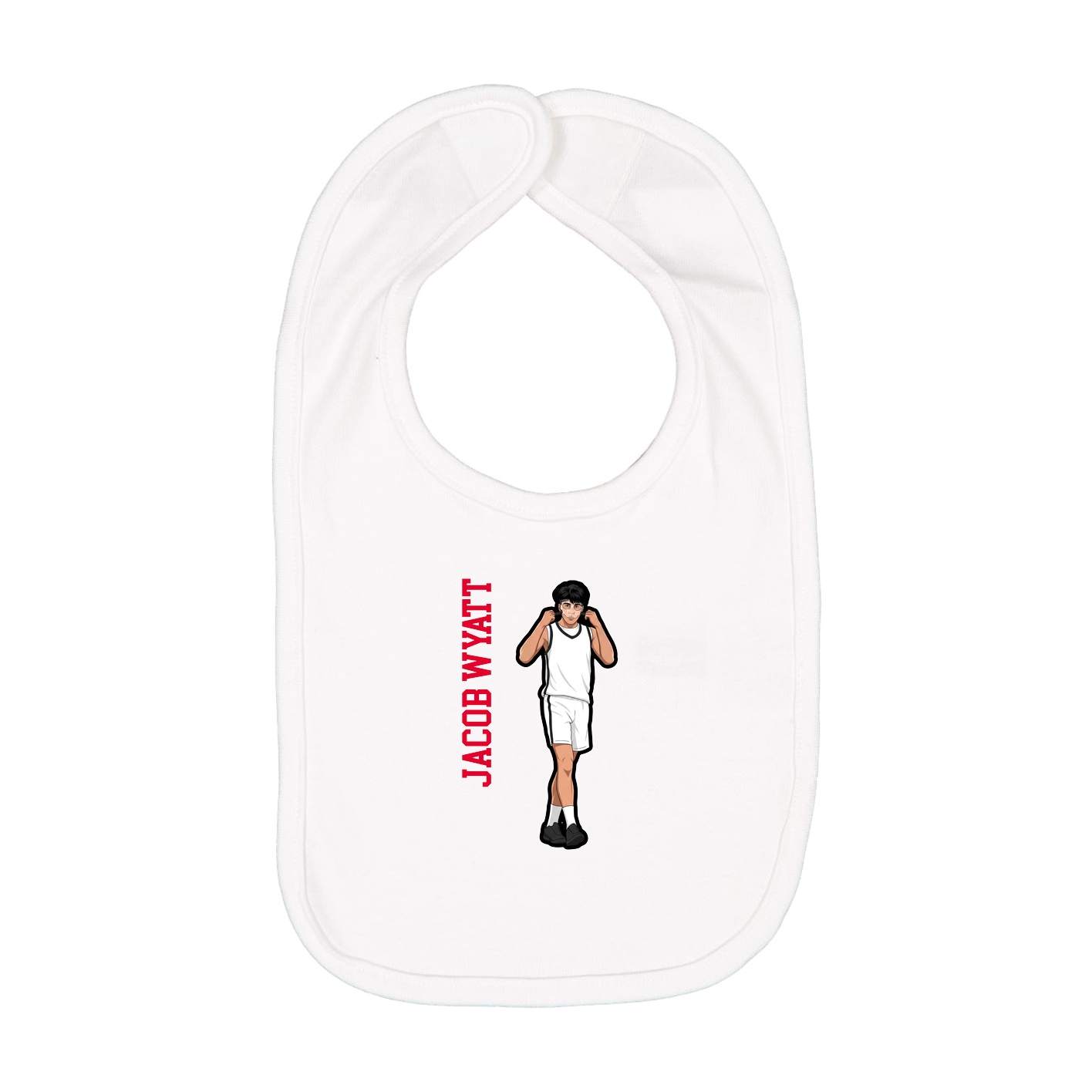 Infant Bib — Name Vertical in White