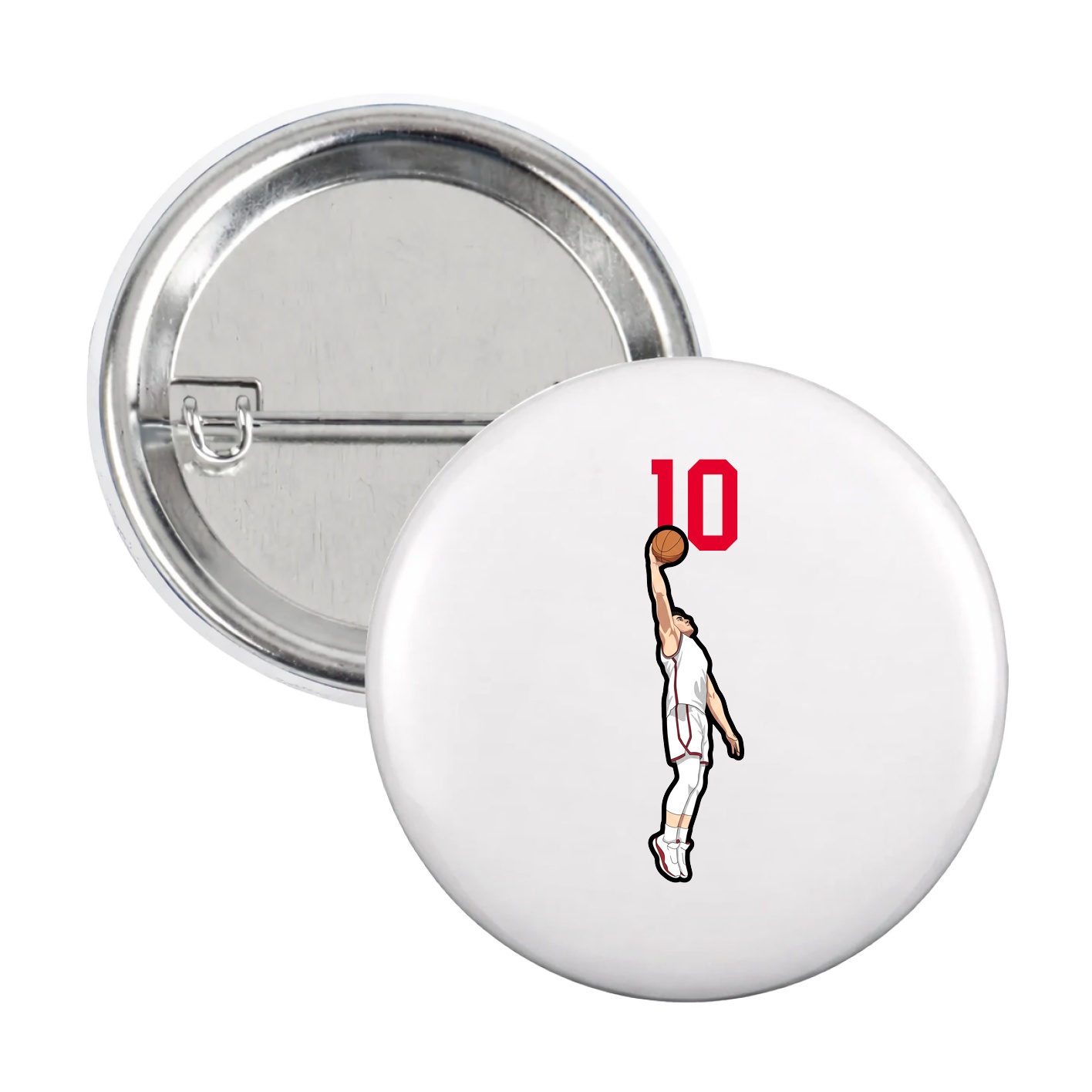 Game Day Button — Number Top in White