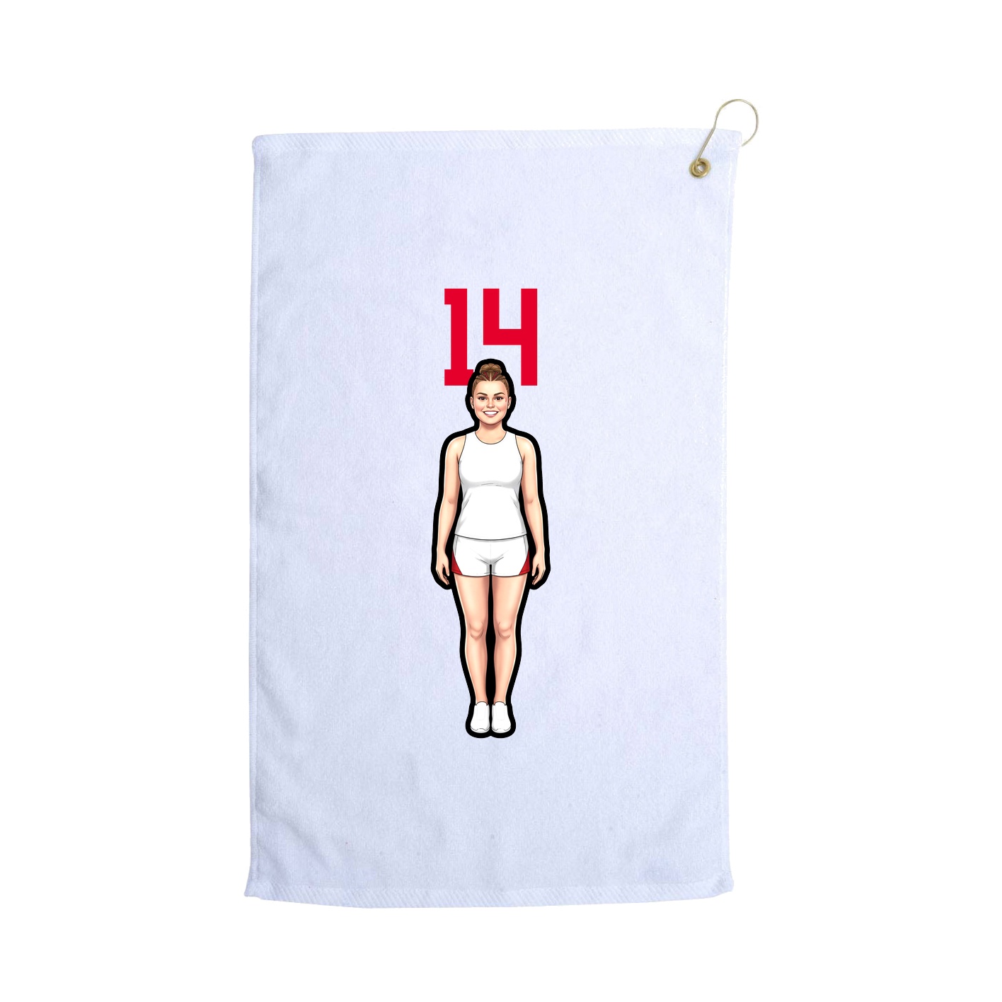 Golf Towel — Number Top in White