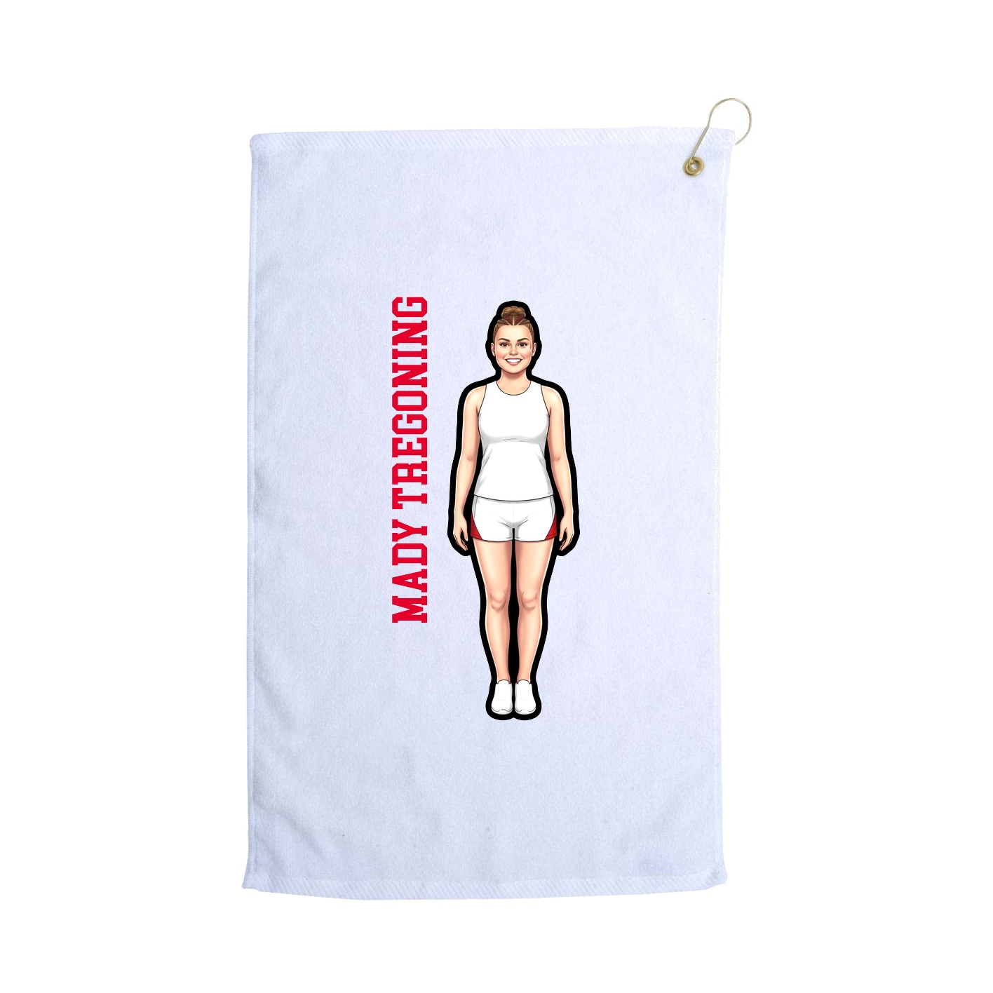 Golf Towel — Name Vertical in White