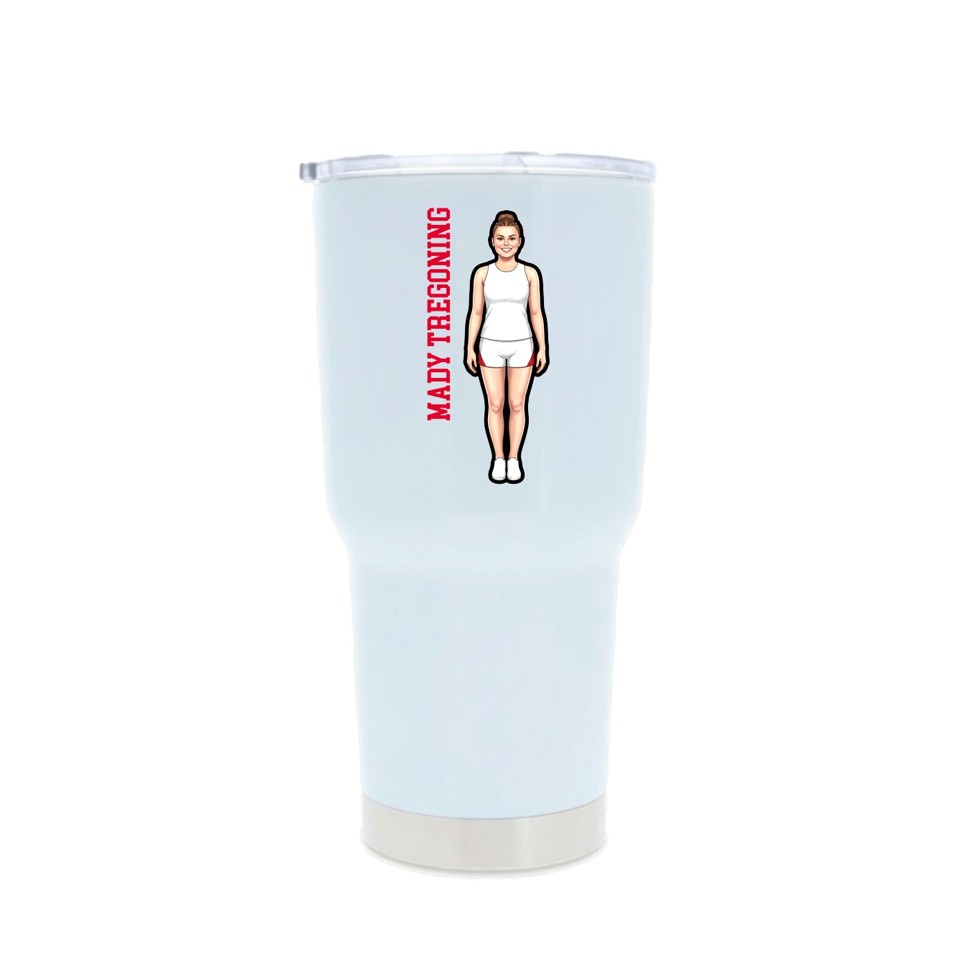 30oz Stainless Steel Tumbler — Name Vertical in White
