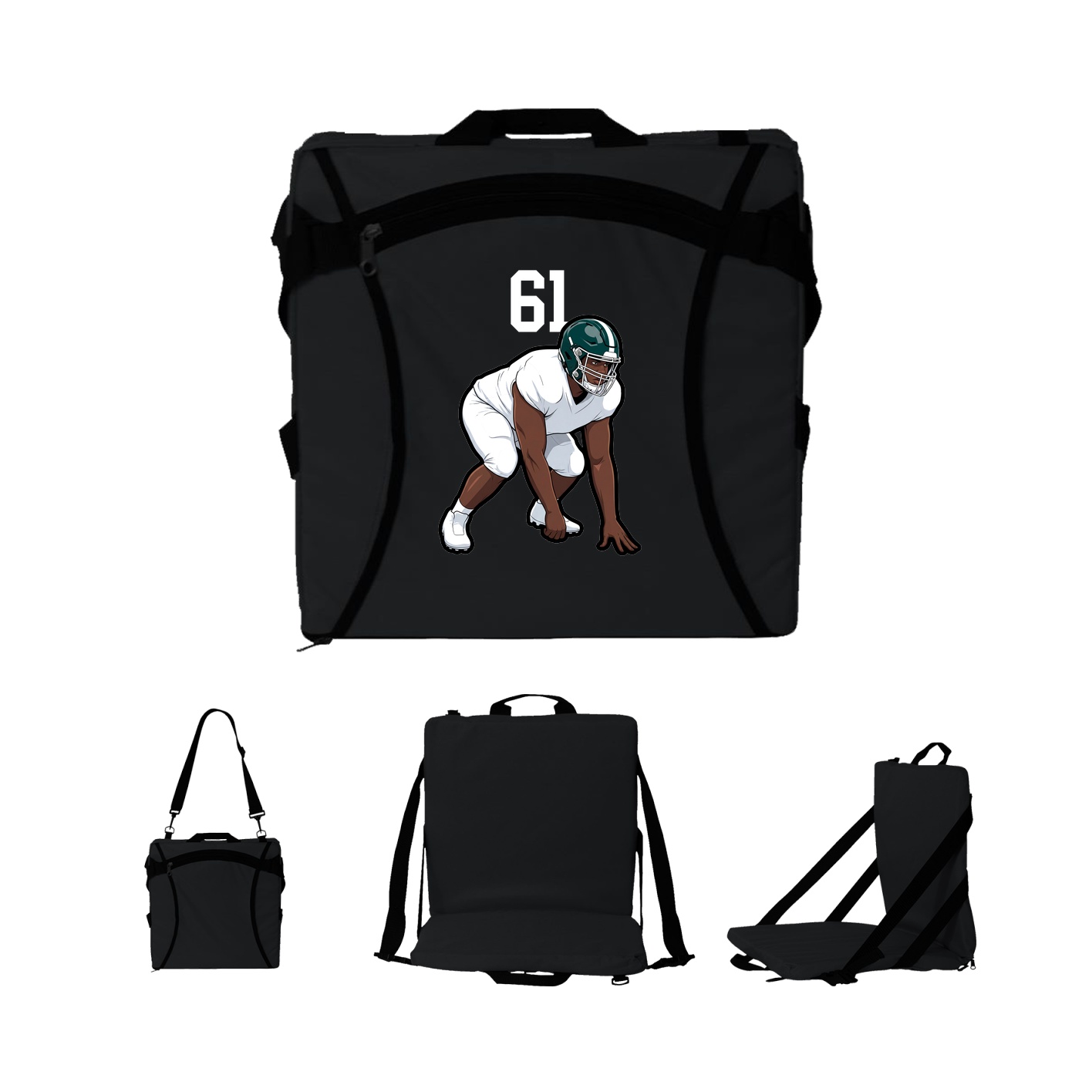 Folding Stadium Seat — Number Top in Black