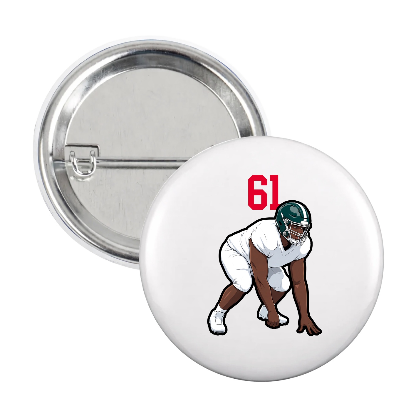 Game Day Button — Number Top in White