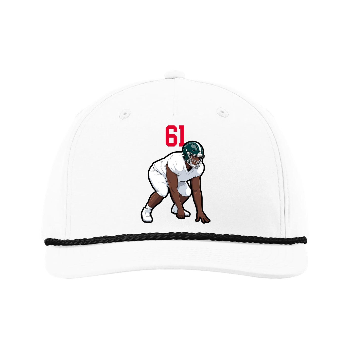 Five-Panel Classic Rope Cap — Number Top in White