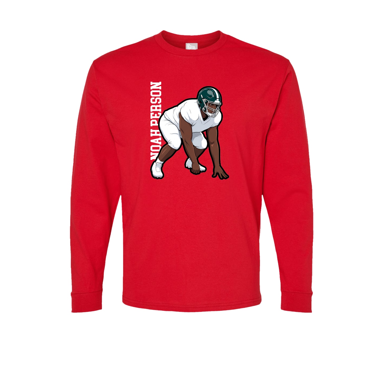 Long Sleeve Tee — Name Vertical in Red