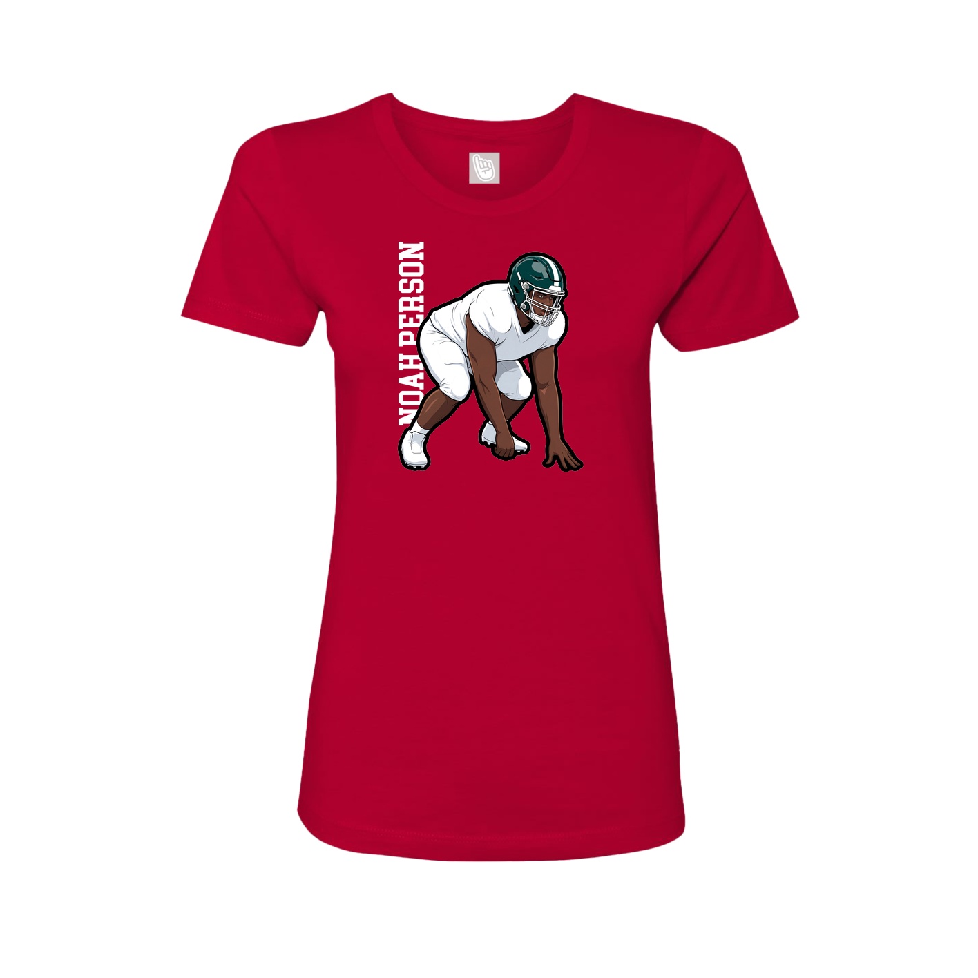 Fitted Women's Tee — Name Vertical in Red