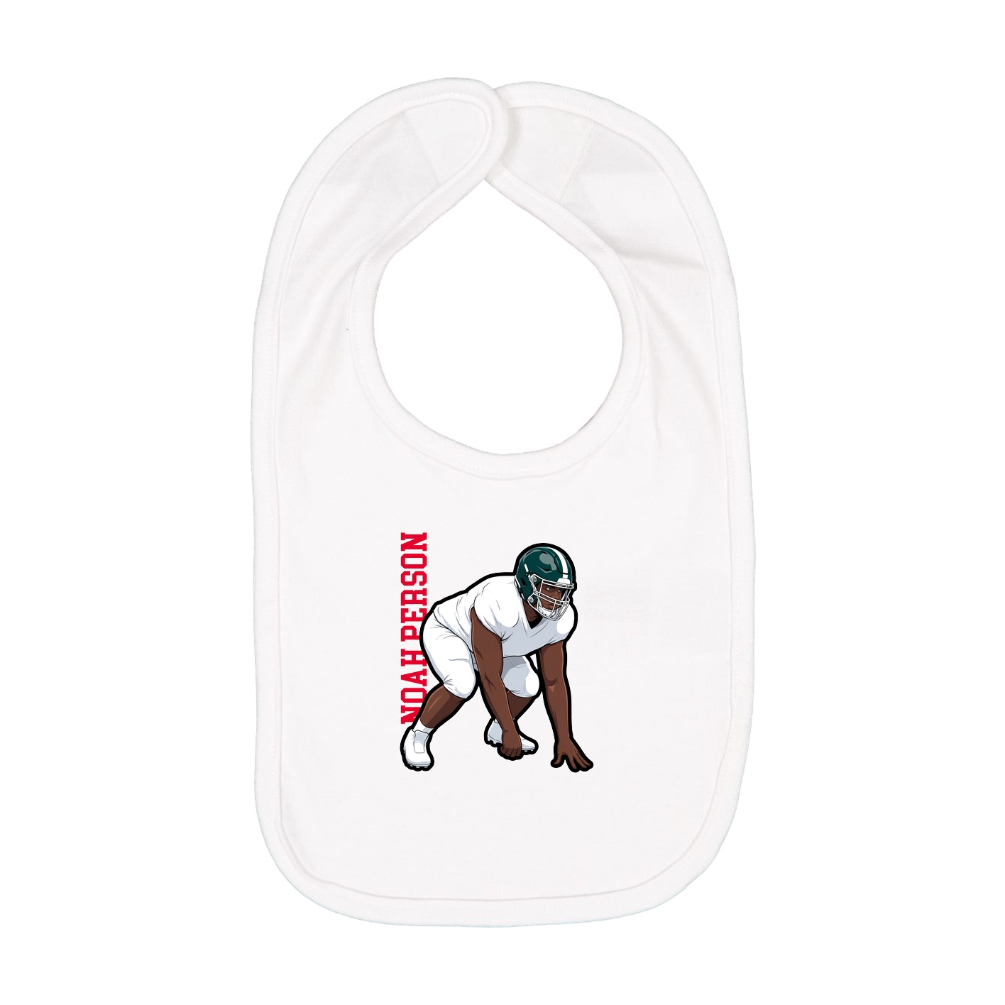 Infant Bib — Name Vertical in White
