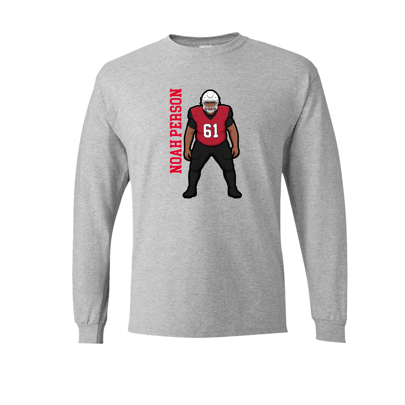 Long Sleeve Tee — Name Vertical in Grey