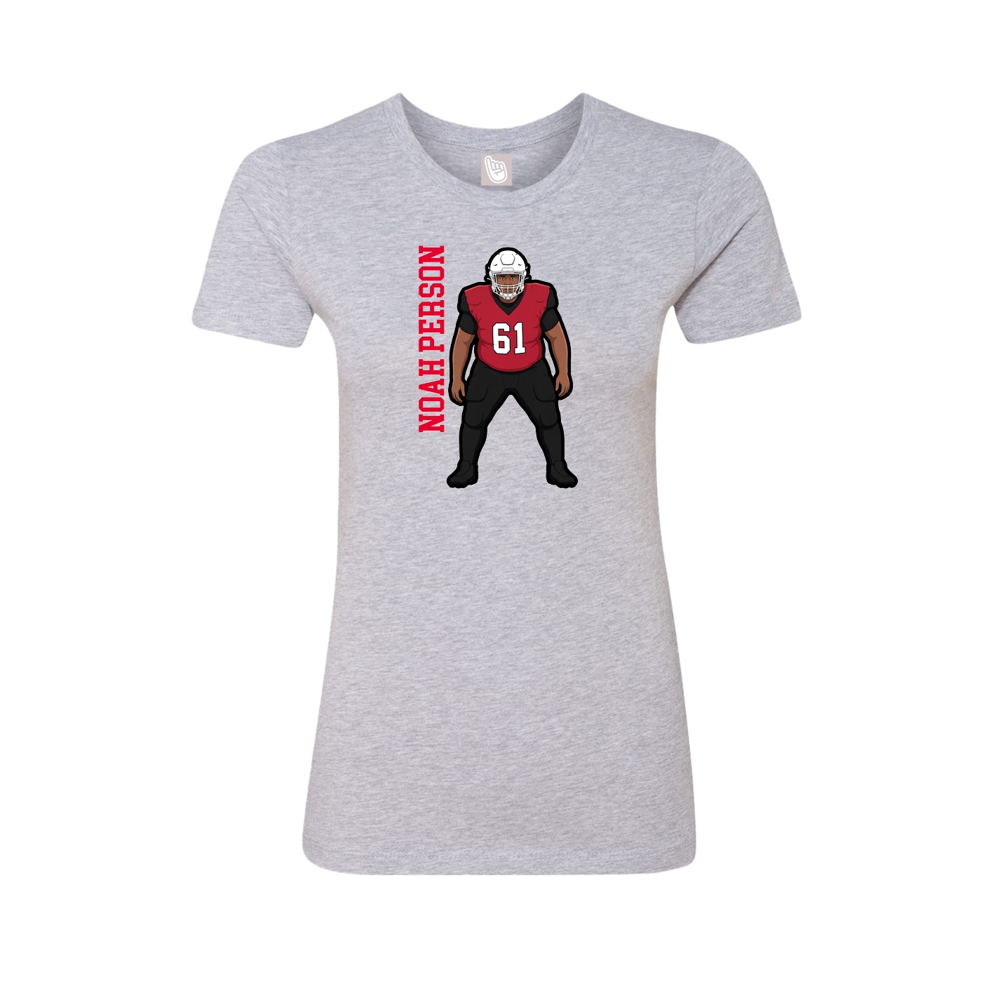 Fitted Women's Tee — Name Vertical in Grey