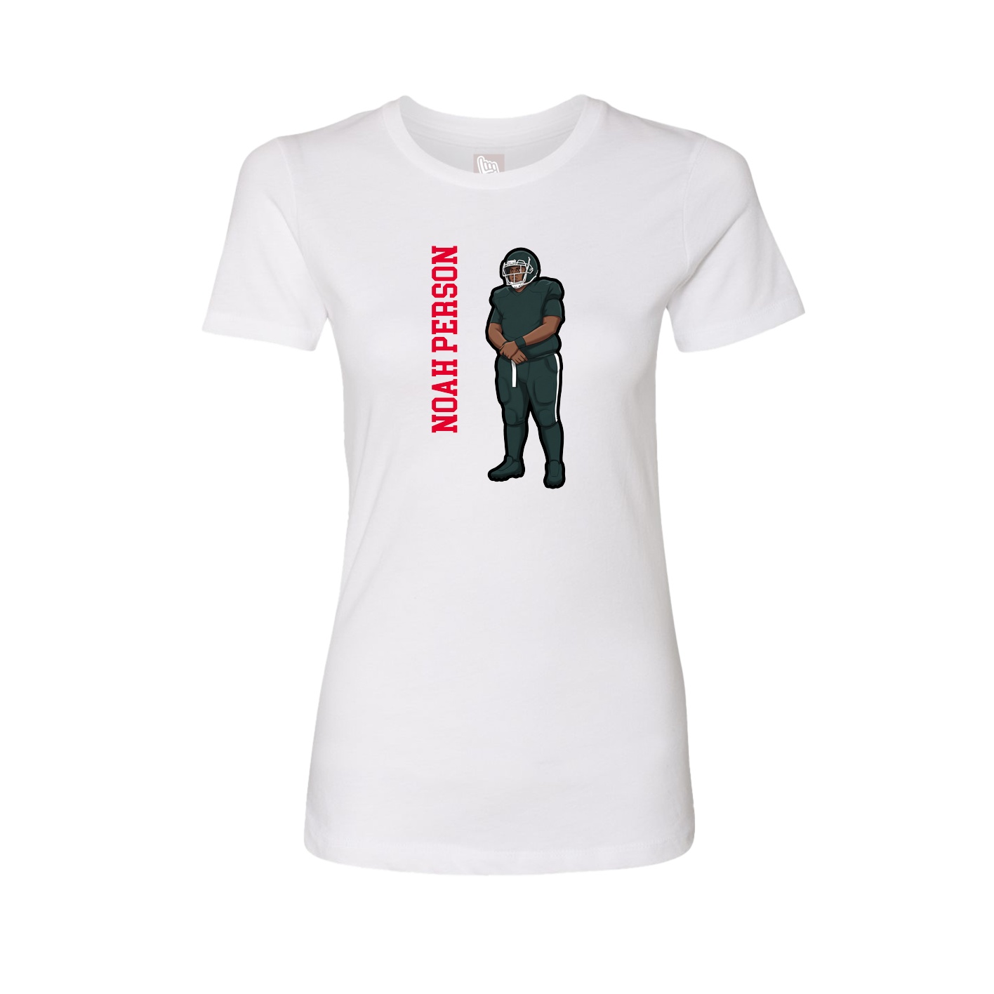 Fitted Women's Tee — Name Vertical in White