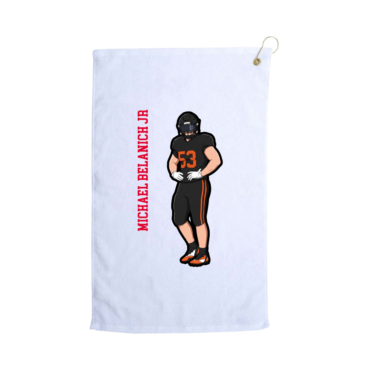 Golf Towel — Name Vertical in White