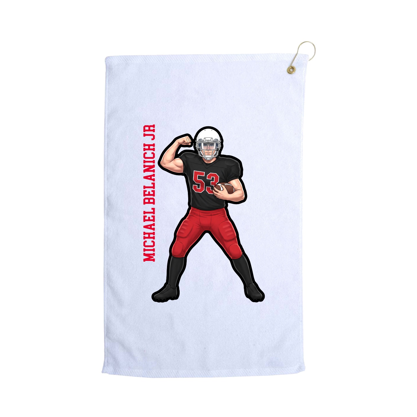 Golf Towel — Name Vertical in White