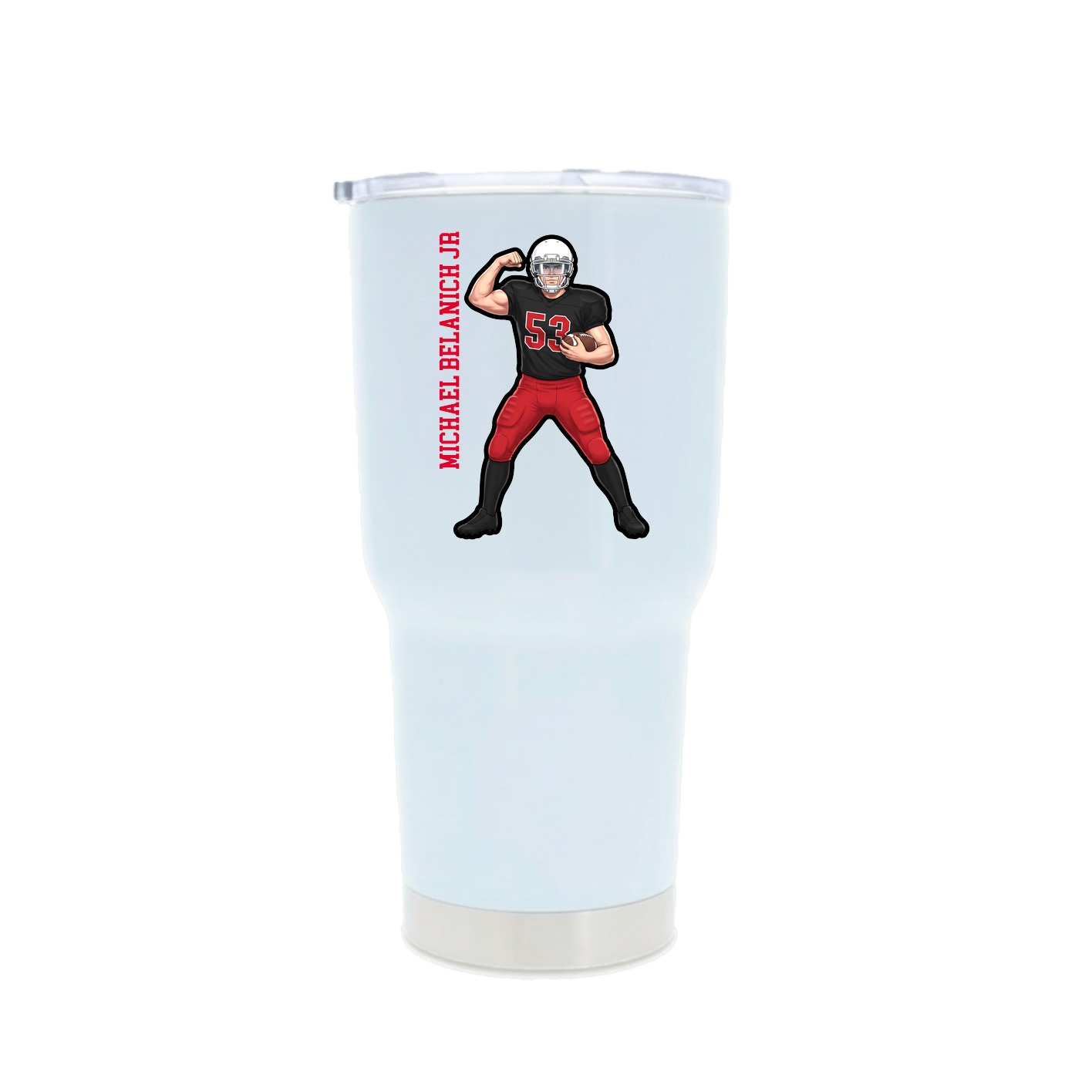 30oz Stainless Steel Tumbler — Name Vertical in White
