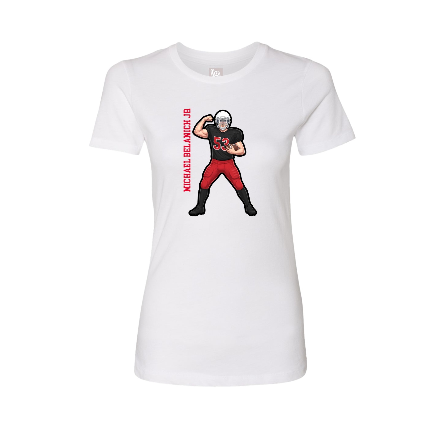 Fitted Women's Tee — Name Vertical in White
