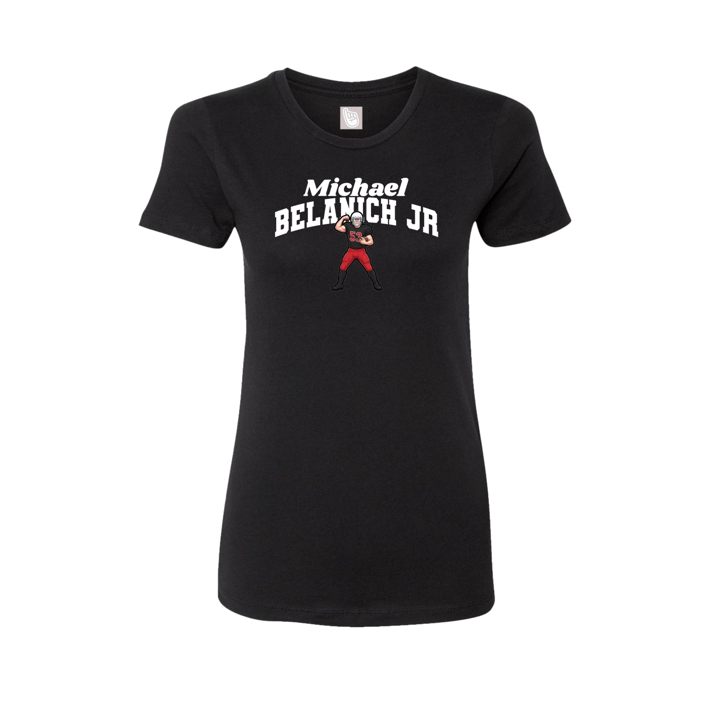 Fitted Women's Tee — Signature Arch in Black