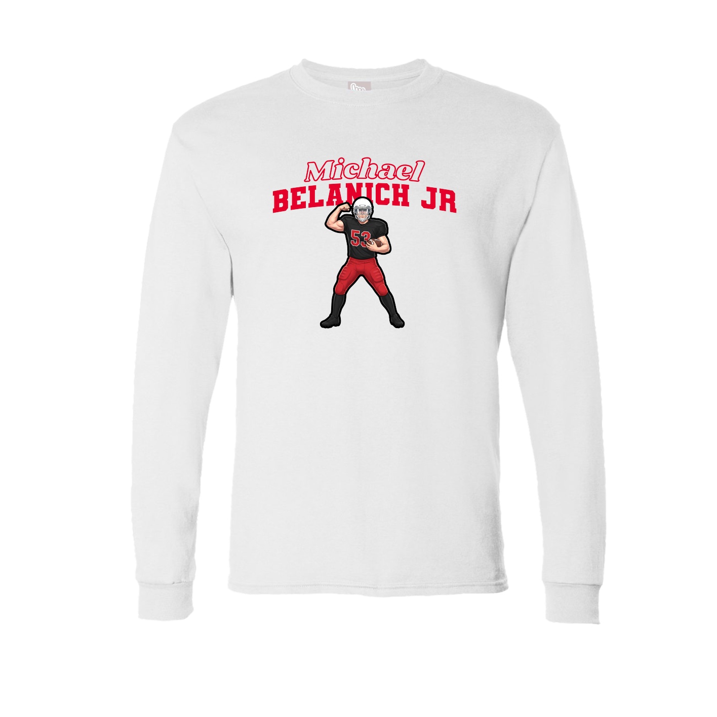 Long Sleeve Tee — Name Arch in White
