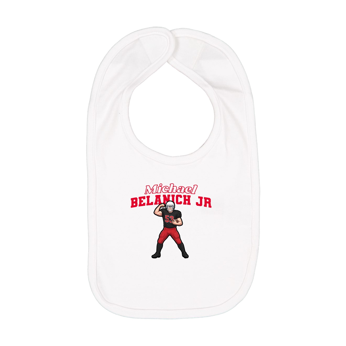 Infant Bib — Name Arch in White