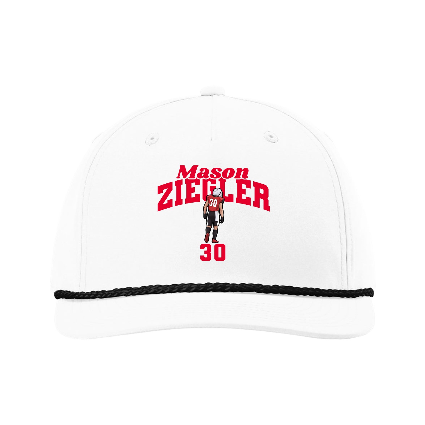 Five-Panel Classic Rope Cap — Signature Arch in White