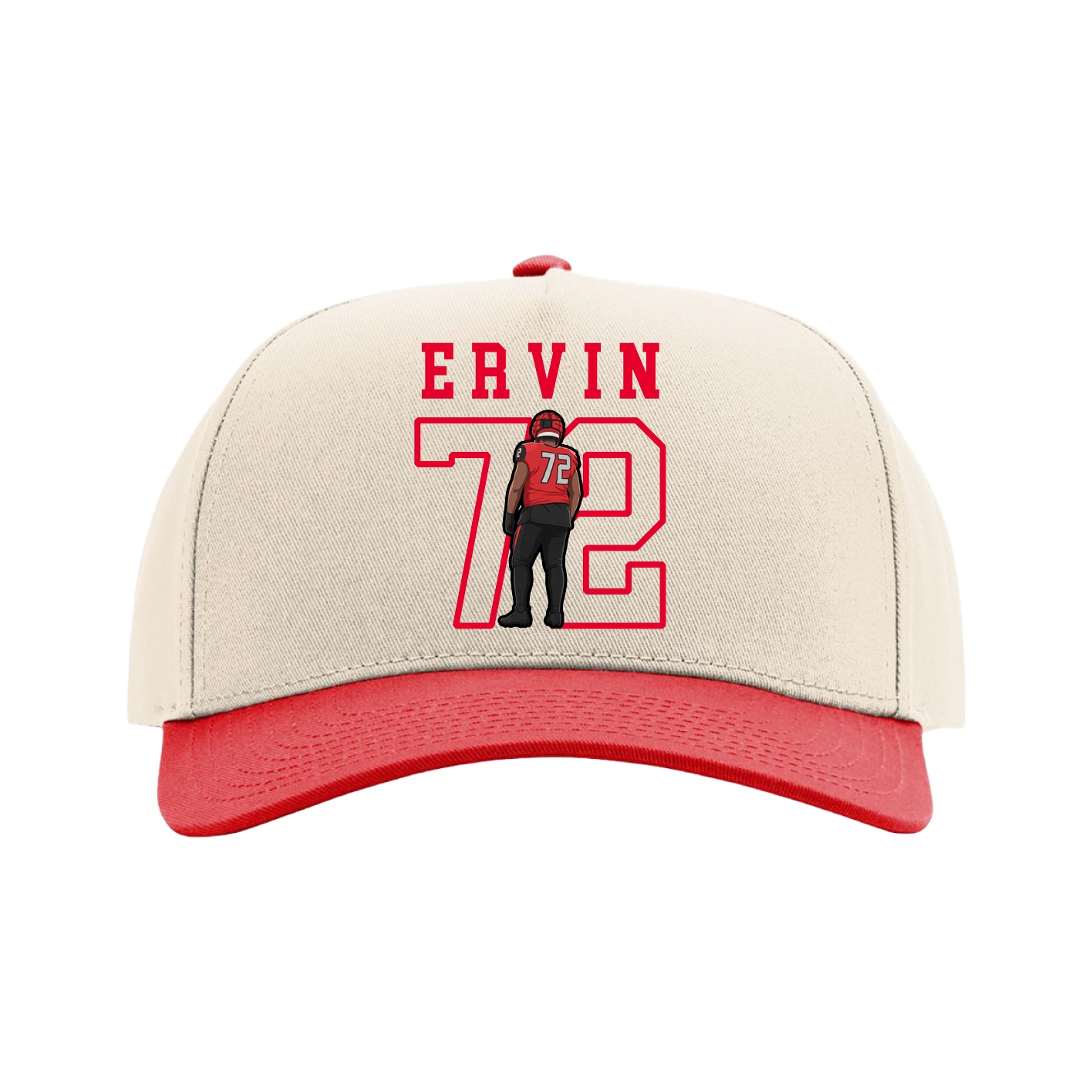 Full Fabric Five-Panel Champ Cap — Shirsey in Cream/Red
