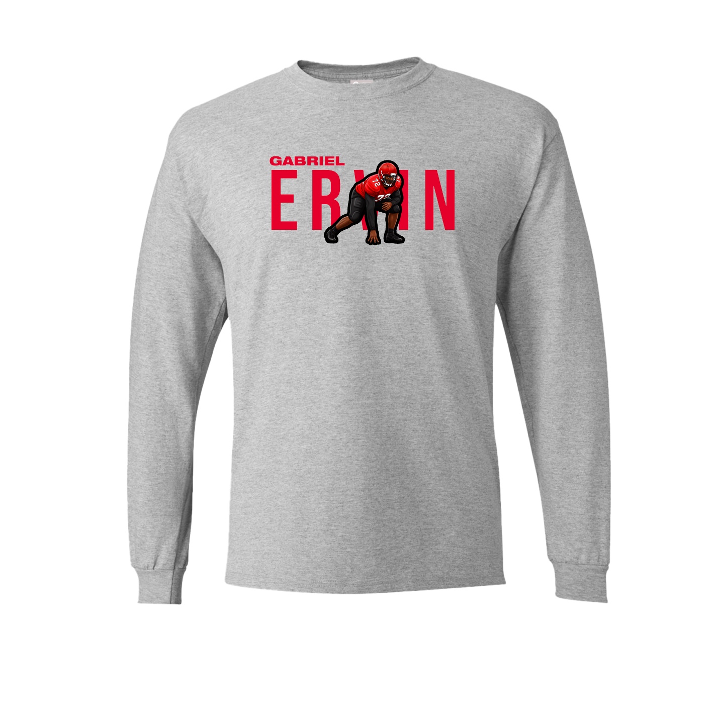 Long Sleeve Tee — Player Name in Grey